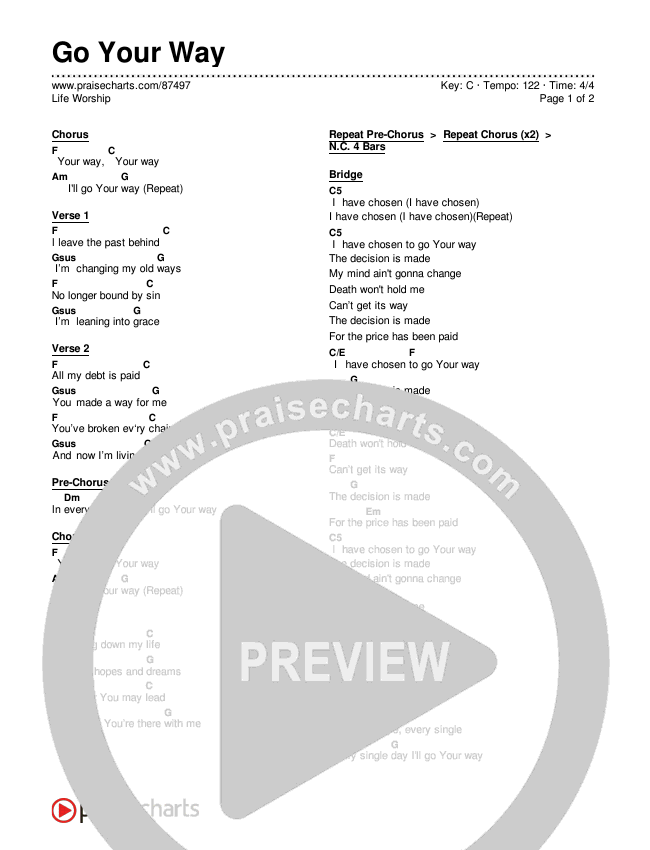 Go Your Way Chord Chart (Life Worship)