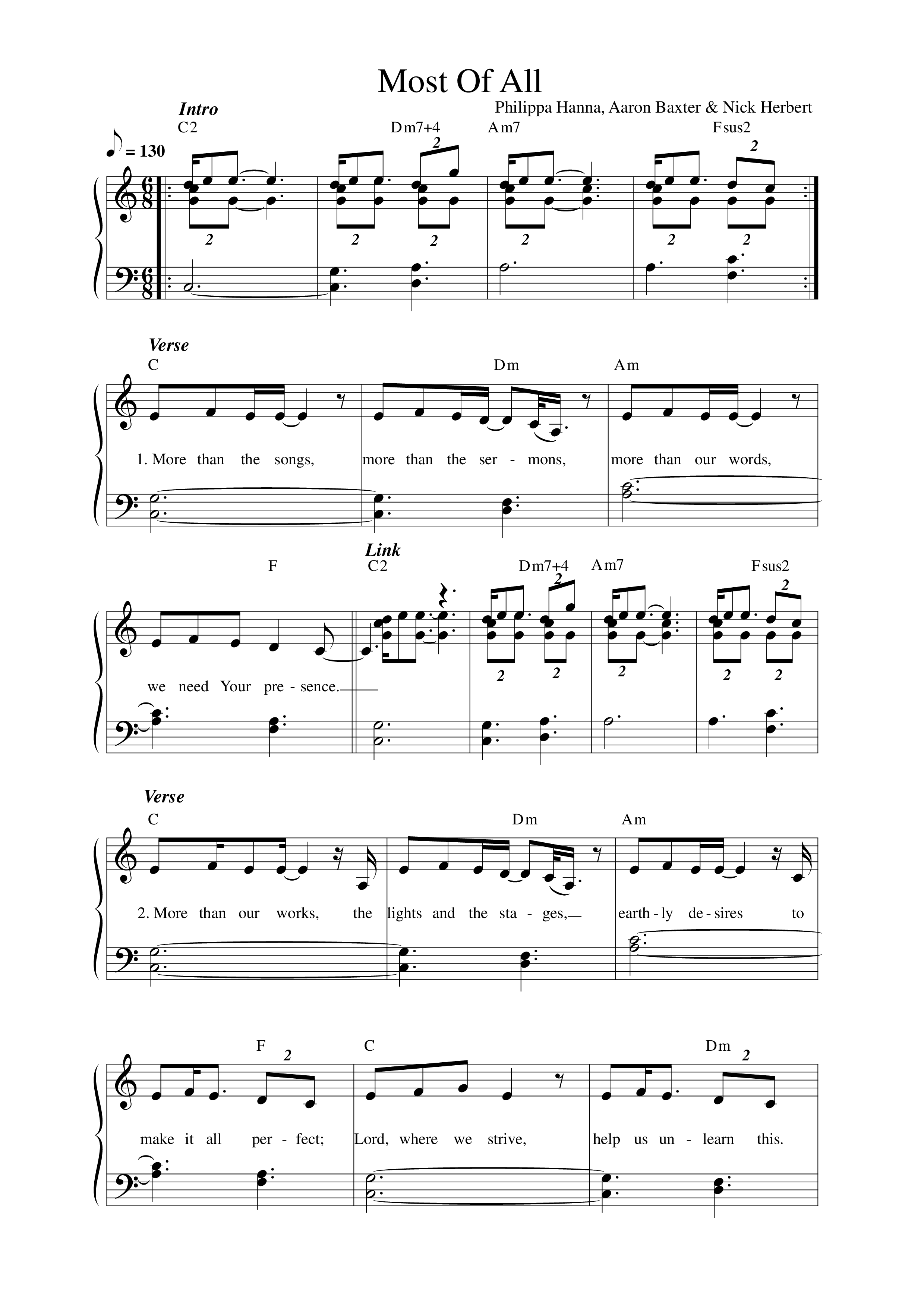 Most Of All Lead Sheet Melody (Life Worship)
