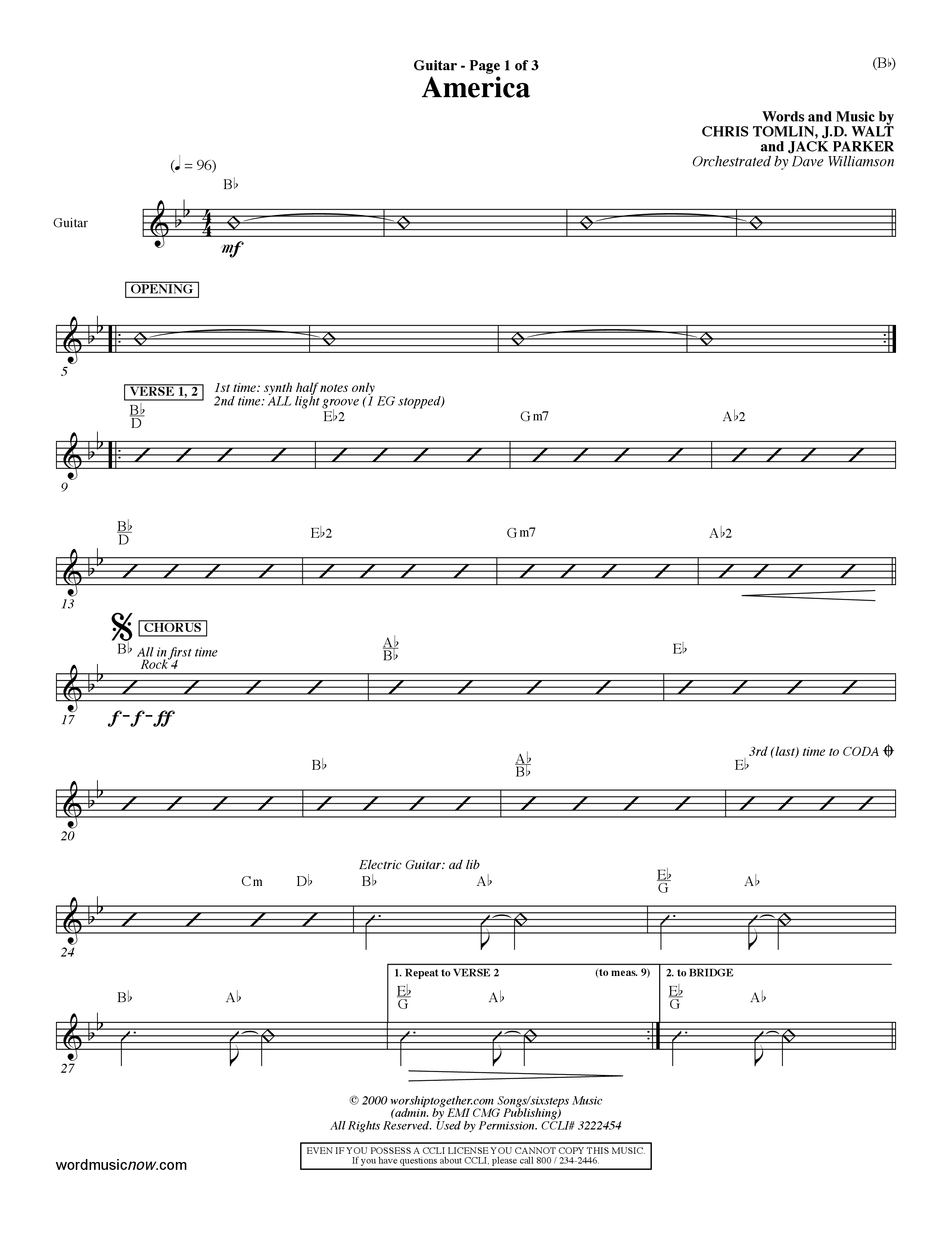 America (Choral Anthem SATB) Acoustic Guitar (Word Music Choral / Orch. Dave Williamson)
