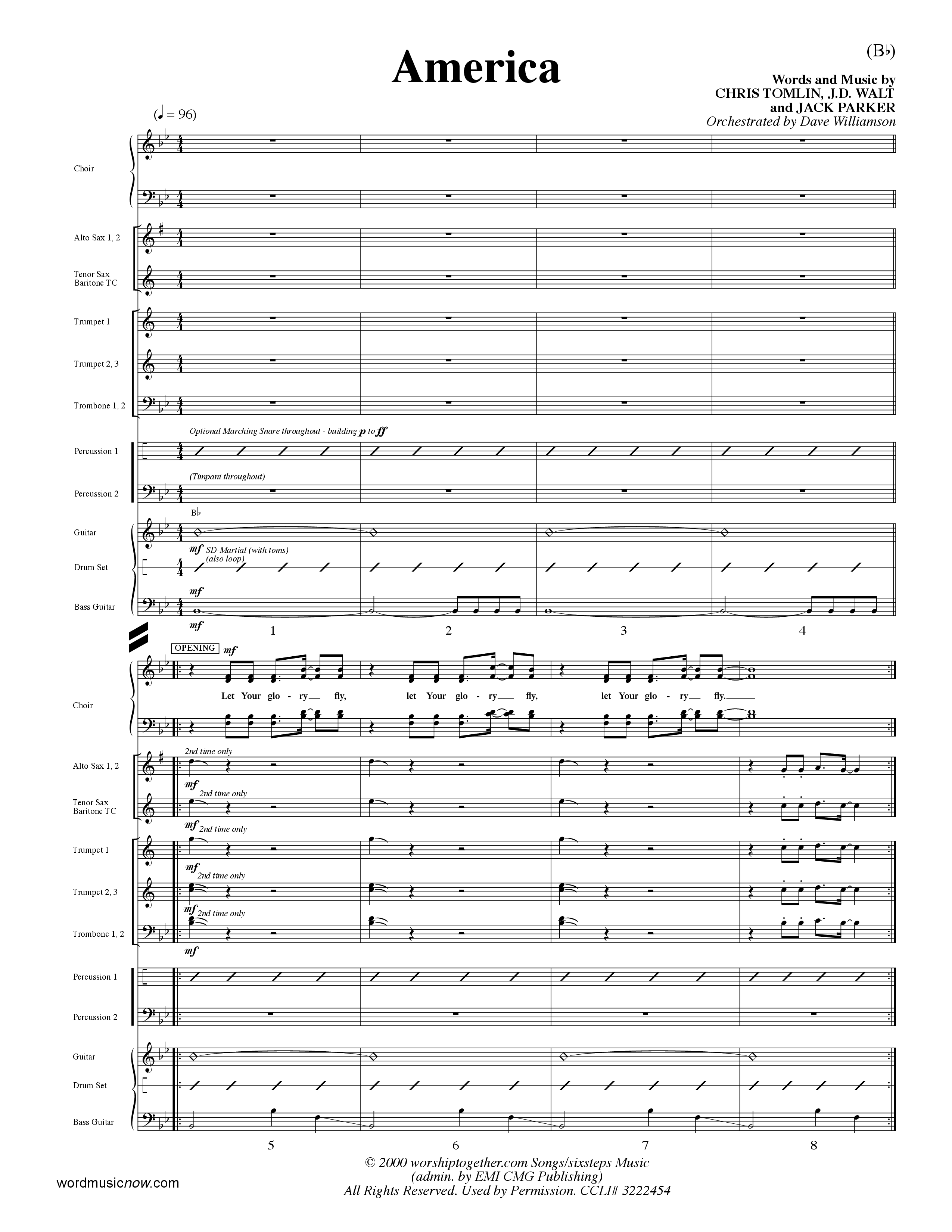 America (Choral Anthem SATB) Conductor's Score (Word Music Choral / Orch. Dave Williamson)