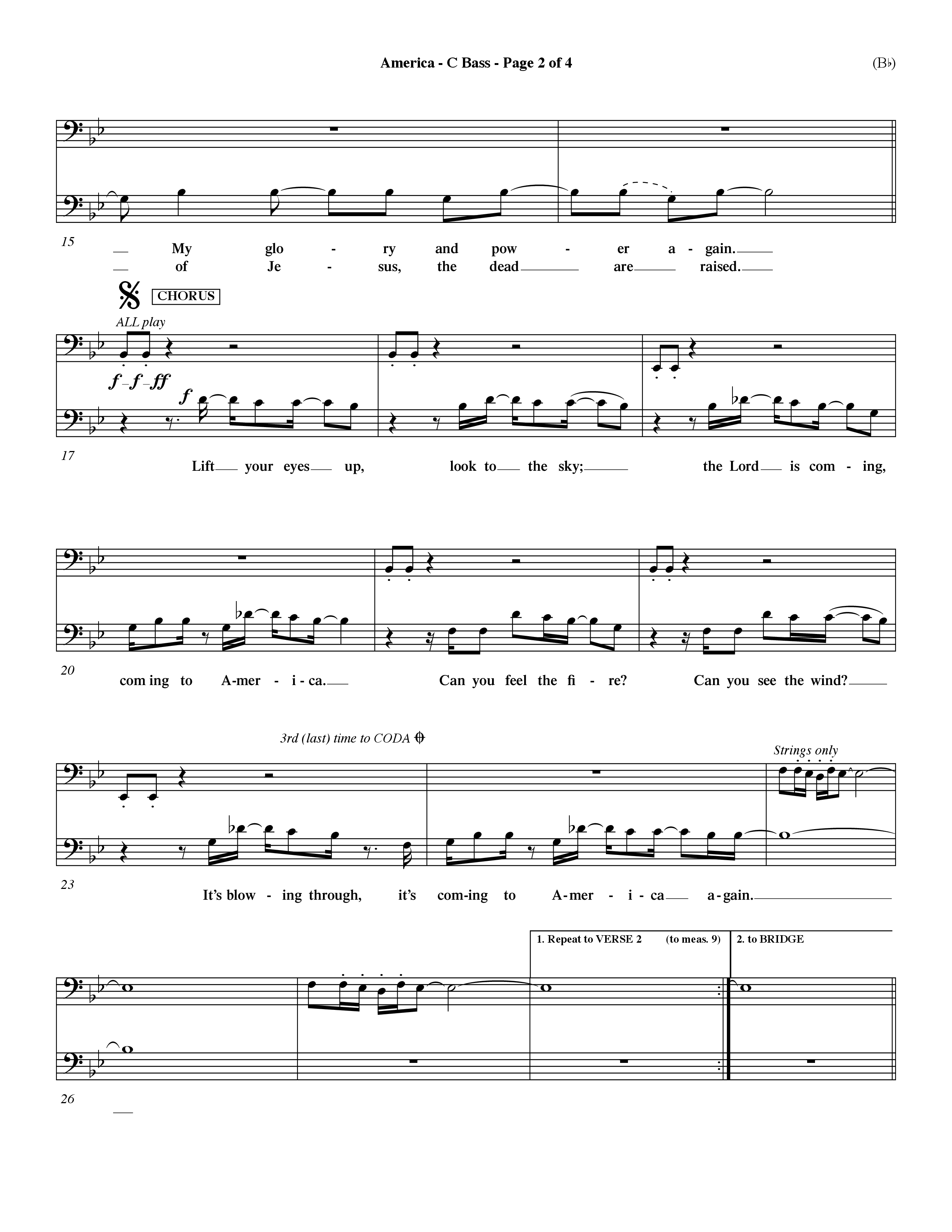 America (Choral Anthem SATB) Contrabass (Word Music Choral / Orch. Dave Williamson)