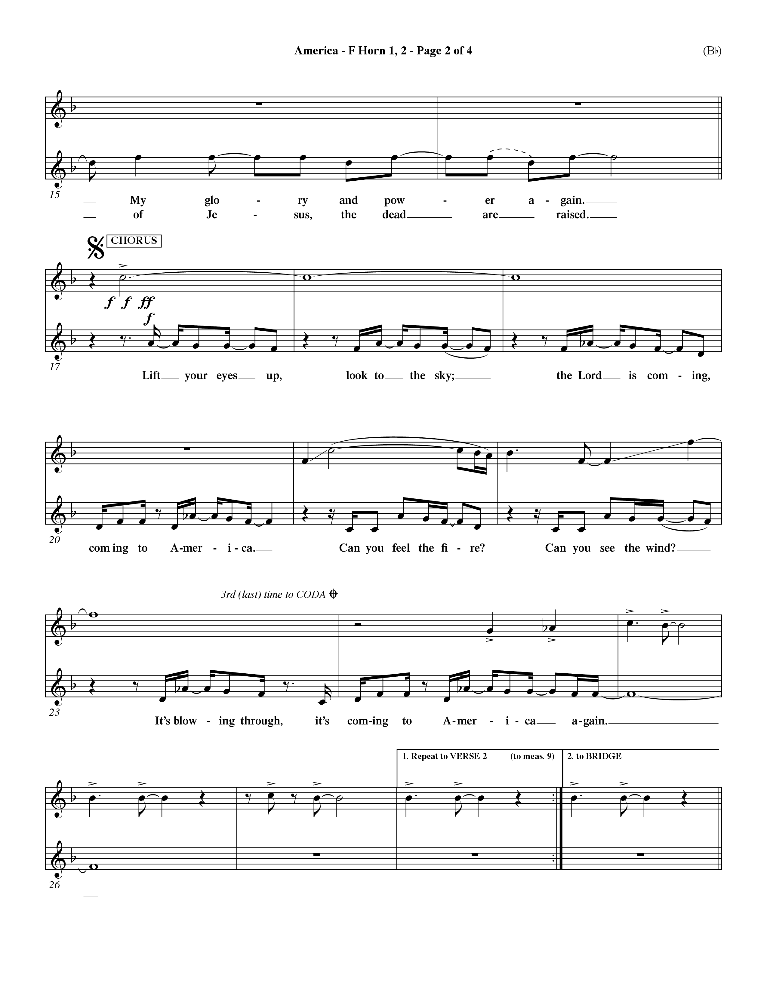 America (Choral Anthem SATB) French Horn (Word Music Choral / Orch. Dave Williamson)