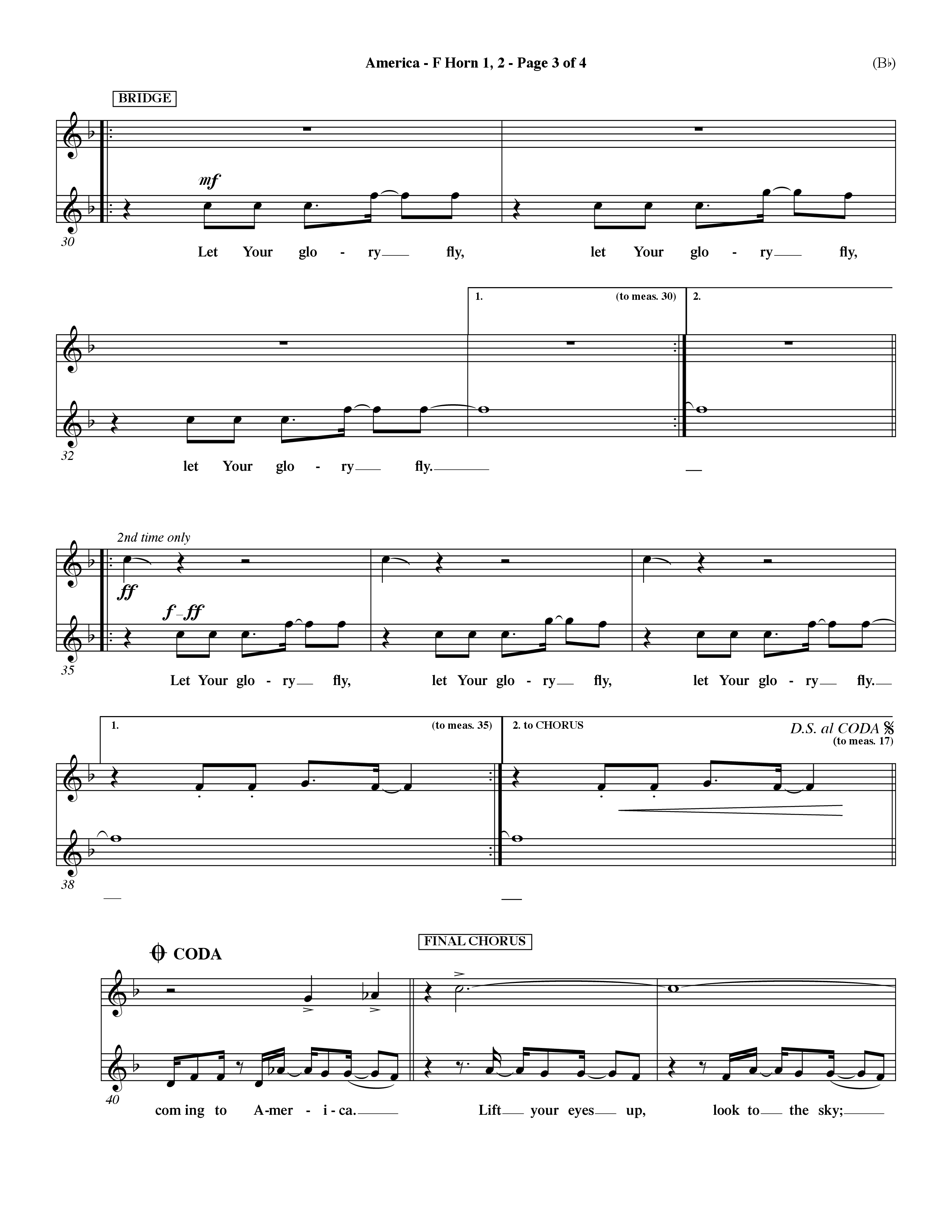 America (Choral Anthem SATB) French Horn (Word Music Choral / Orch. Dave Williamson)