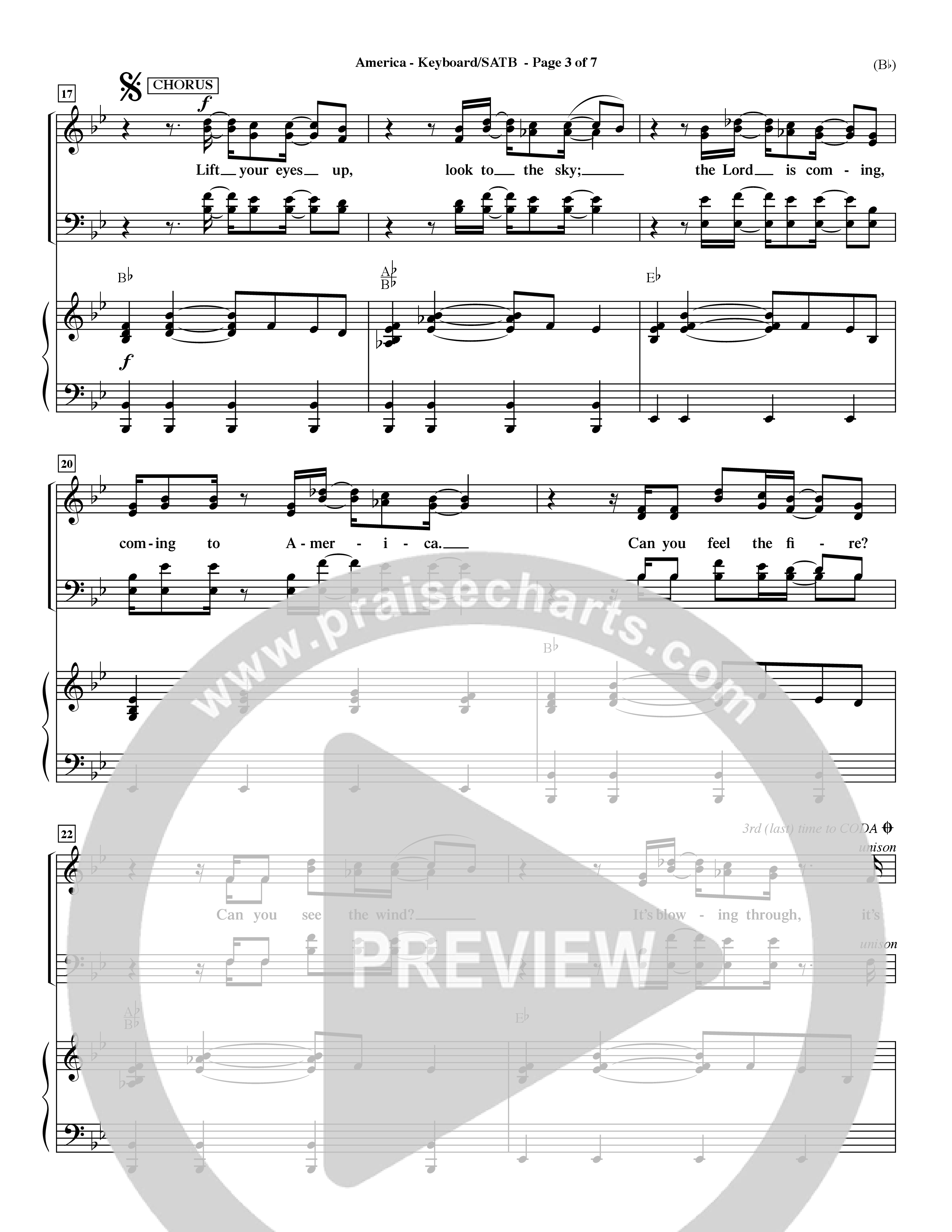 America (Choral Anthem SATB) Keyboard/Vocal (SATB) (Word Music Choral / Orch. Dave Williamson)