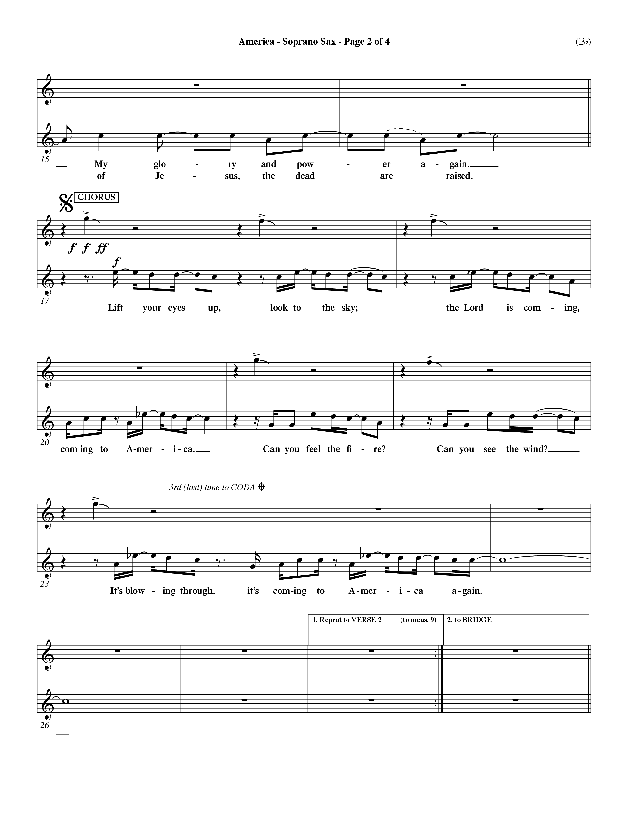 America (Choral Anthem SATB) Saxophone (Word Music Choral / Orch. Dave Williamson)