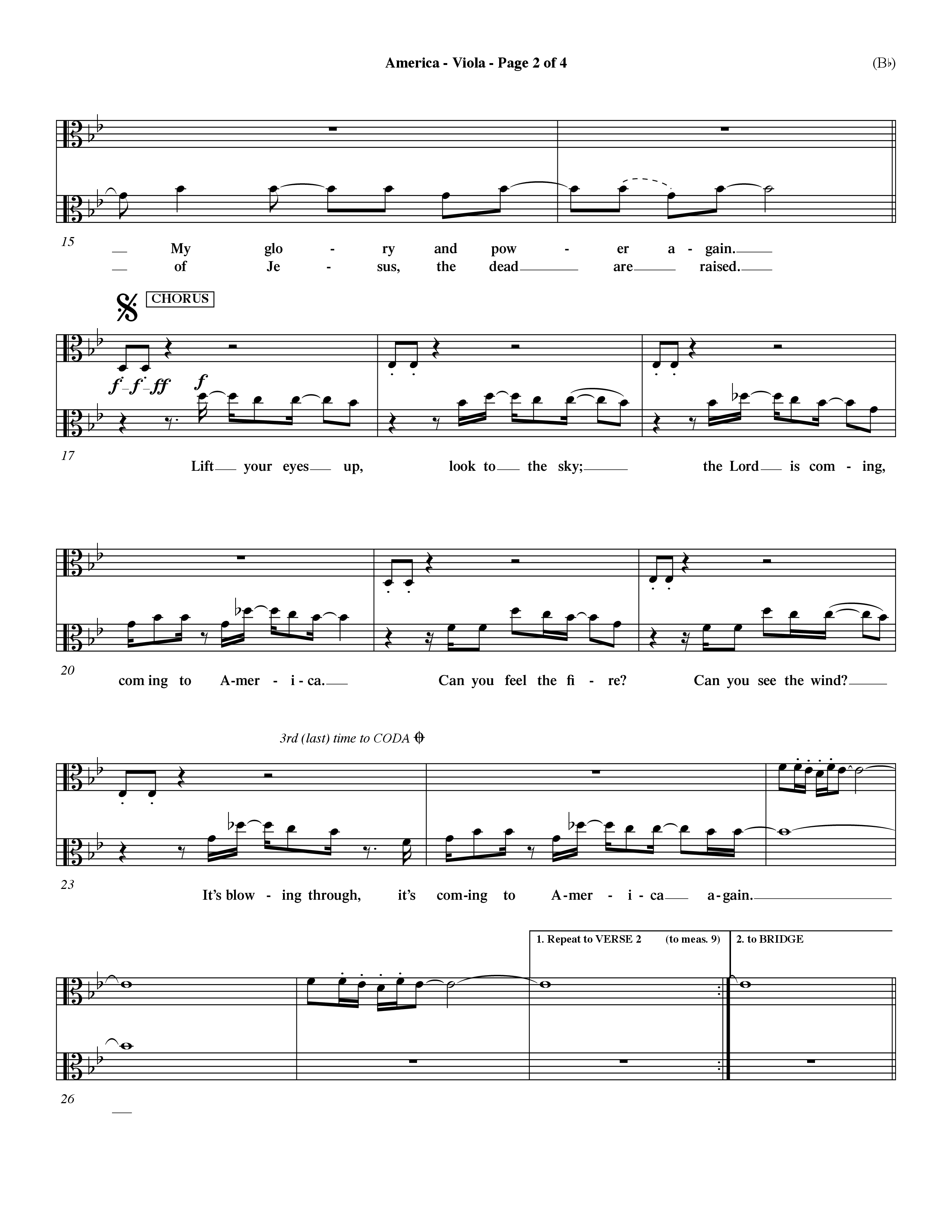 America (Choral Anthem SATB) Viola (Word Music Choral / Orch. Dave Williamson)