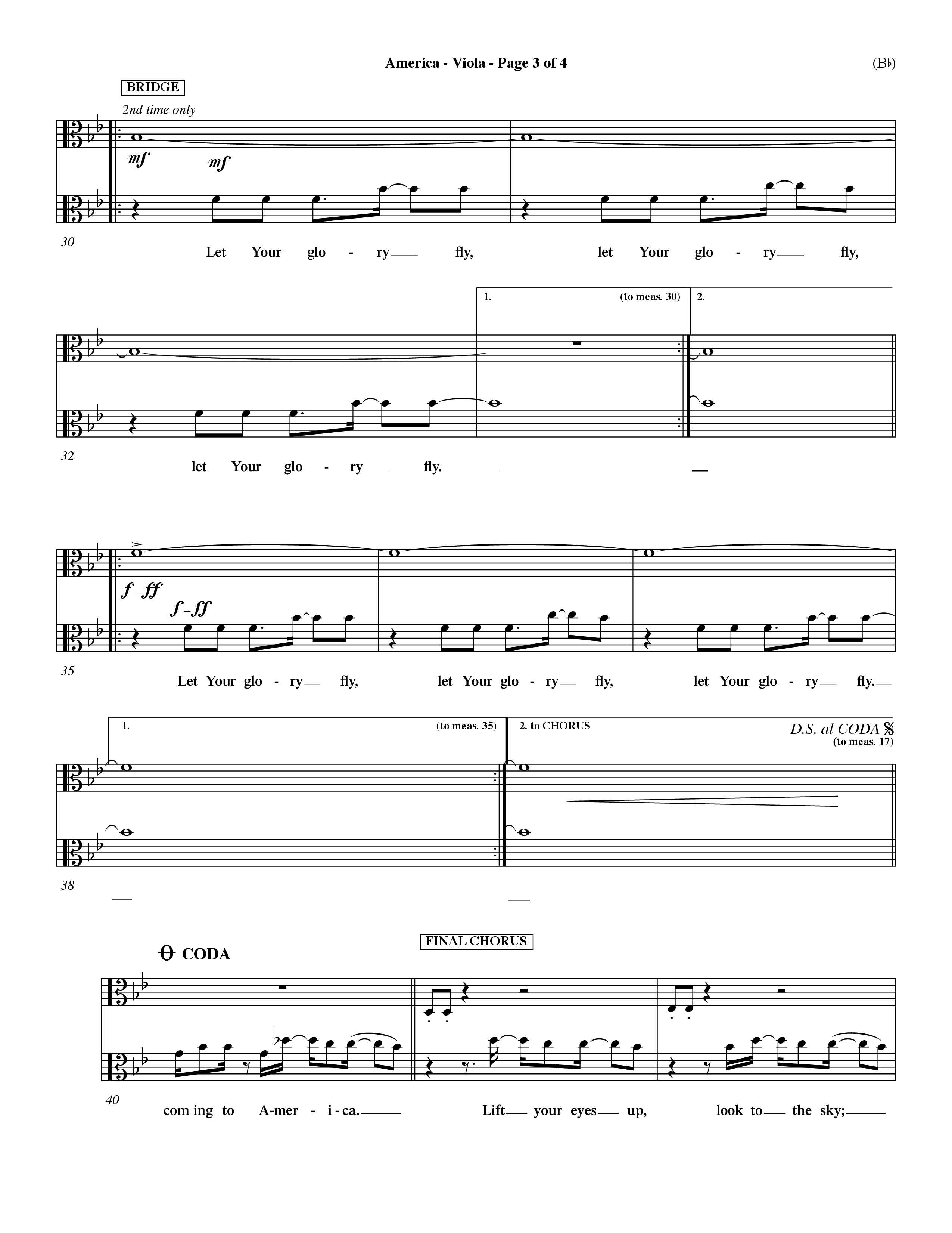 America (Choral Anthem SATB) Viola (Word Music Choral / Orch. Dave Williamson)