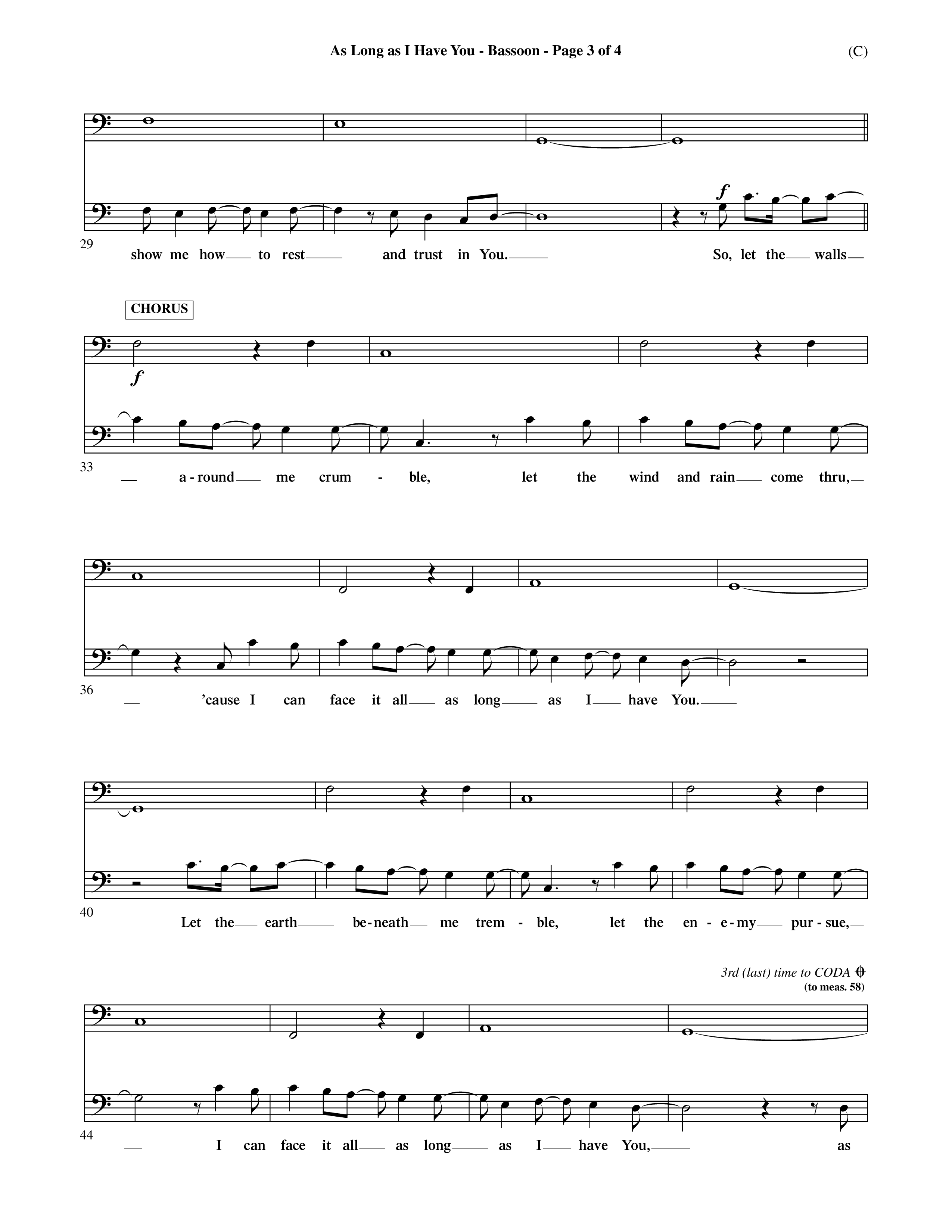 As Long As I Have You (Choral Anthem SATB) Bassoon (Word Music Choral / Orch. Dave Williamson)