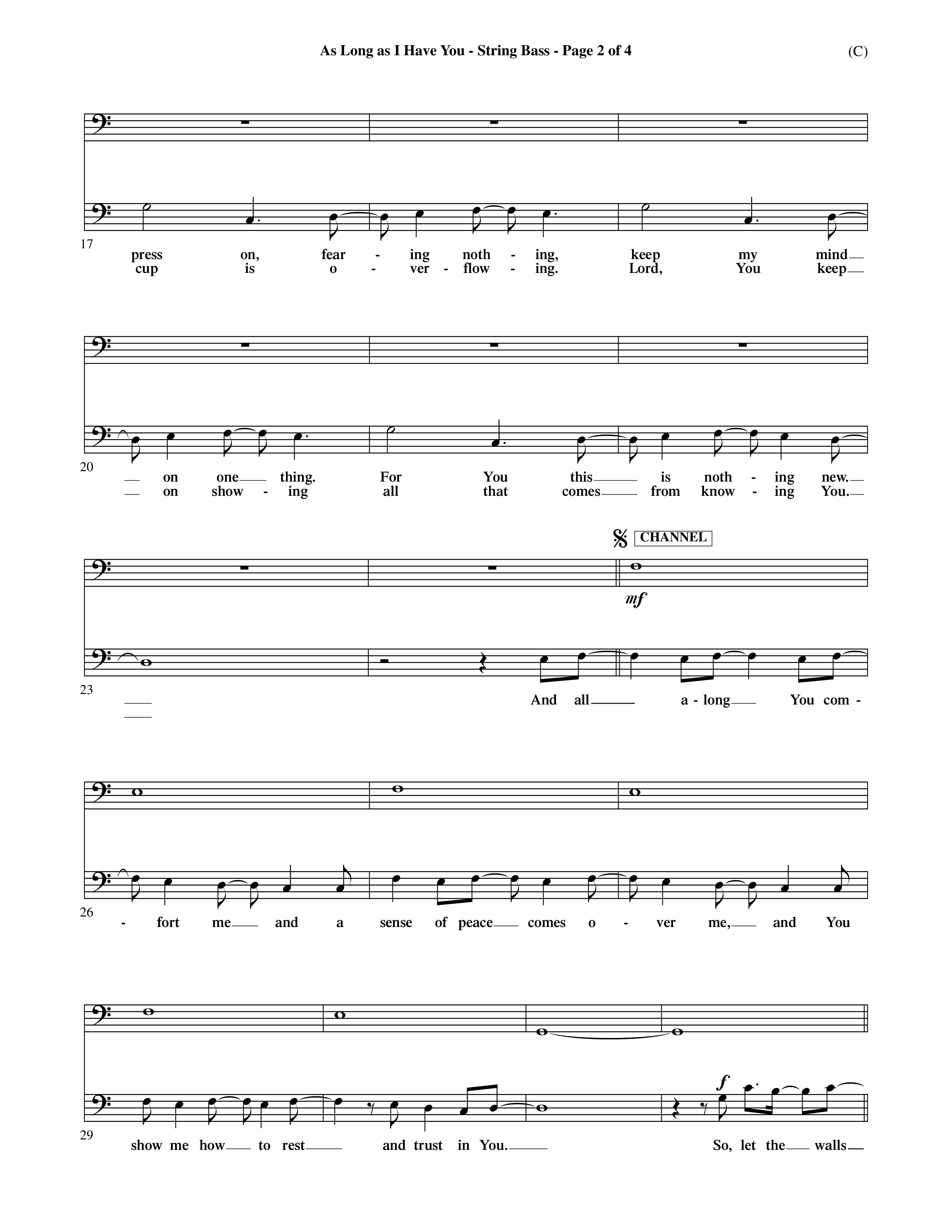 As Long As I Have You (Choral Anthem SATB) Double Bass (Word Music Choral / Orch. Dave Williamson)