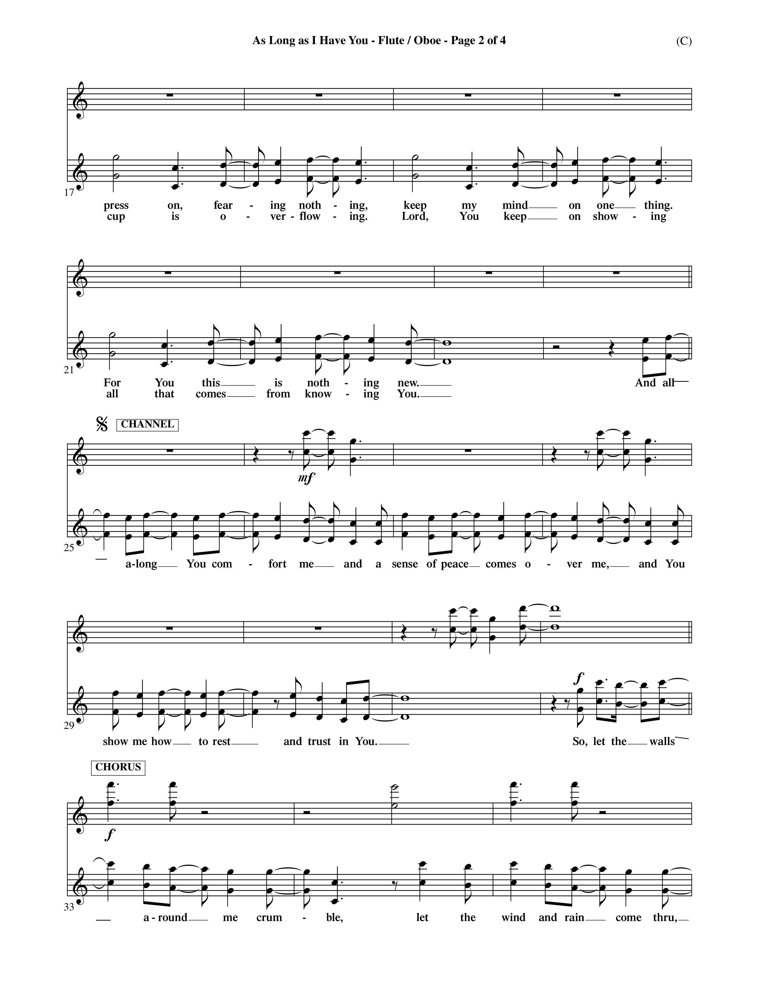As Long As I Have You (Choral Anthem SATB) Flute/Oboe (Word Music Choral / Orch. Dave Williamson)
