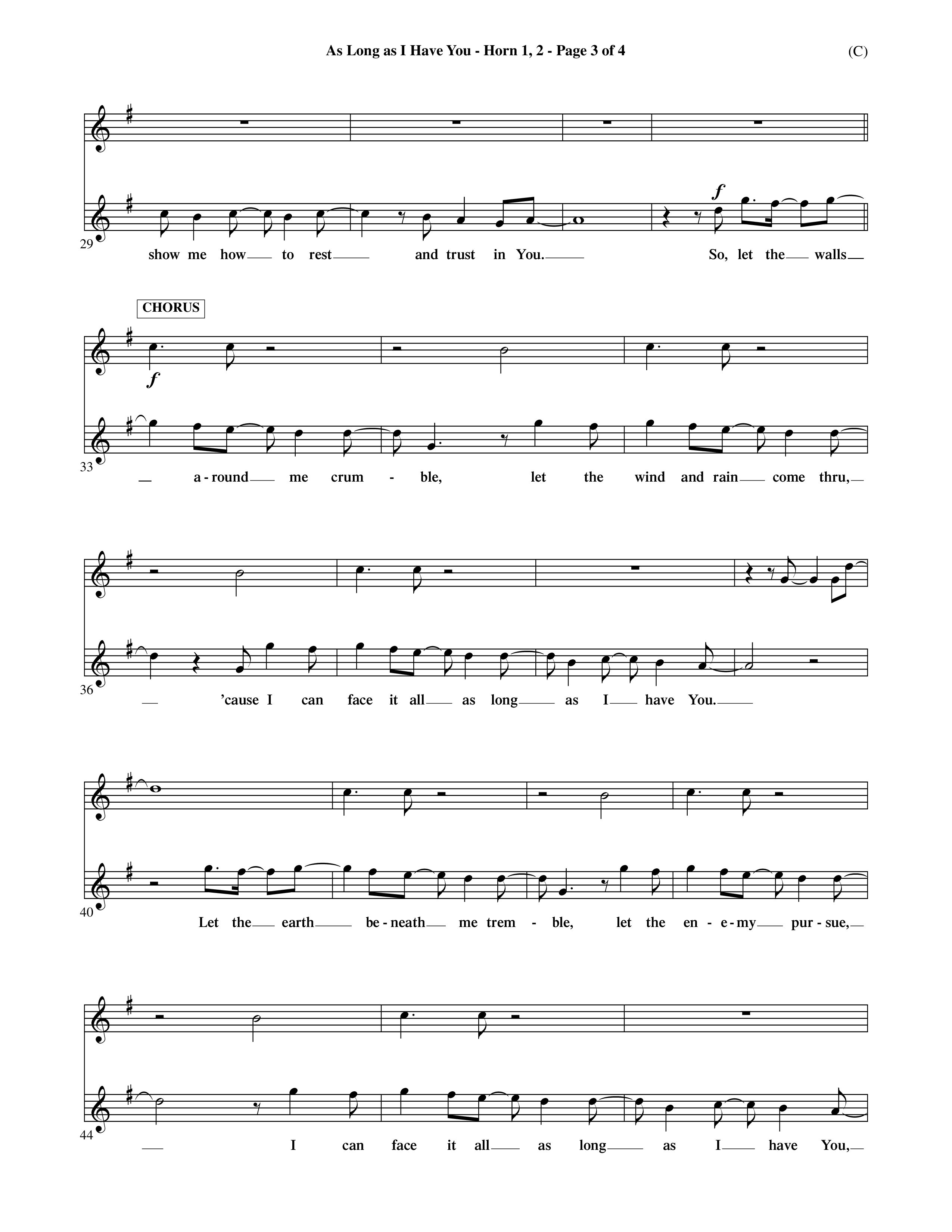 As Long As I Have You (Choral Anthem SATB) French Horn (Word Music Choral / Orch. Dave Williamson)