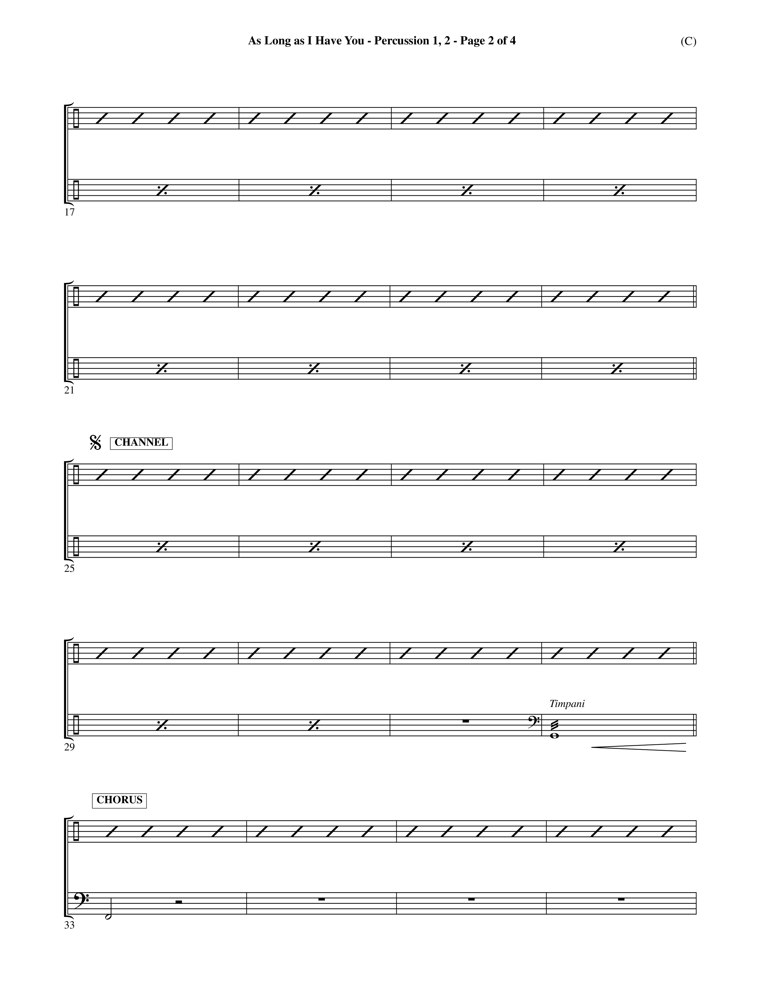 As Long As I Have You (Choral Anthem SATB) Percussion 1/2 (Word Music Choral / Orch. Dave Williamson)