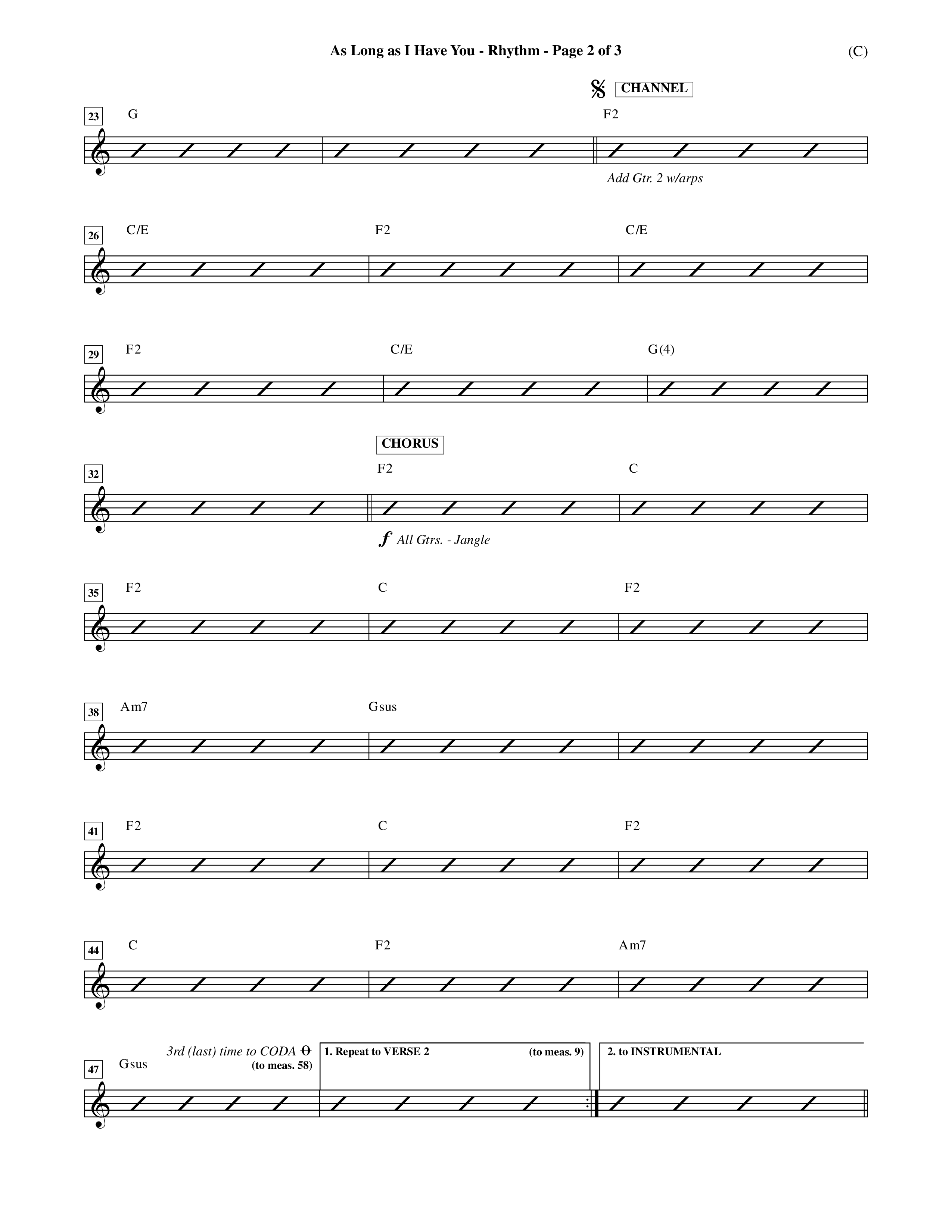 As Long As I Have You (Choral Anthem SATB) Rhythm Chart (Word Music Choral / Orch. Dave Williamson)
