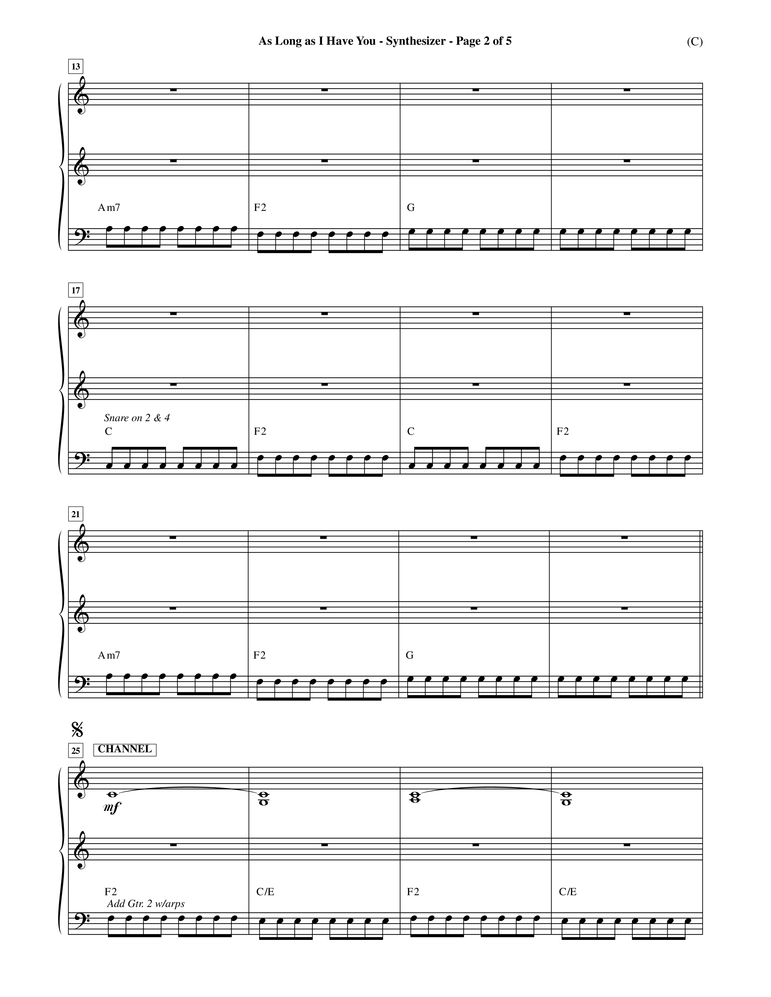 As Long As I Have You (Choral Anthem SATB) Synth (Word Music Choral / Orch. Dave Williamson)