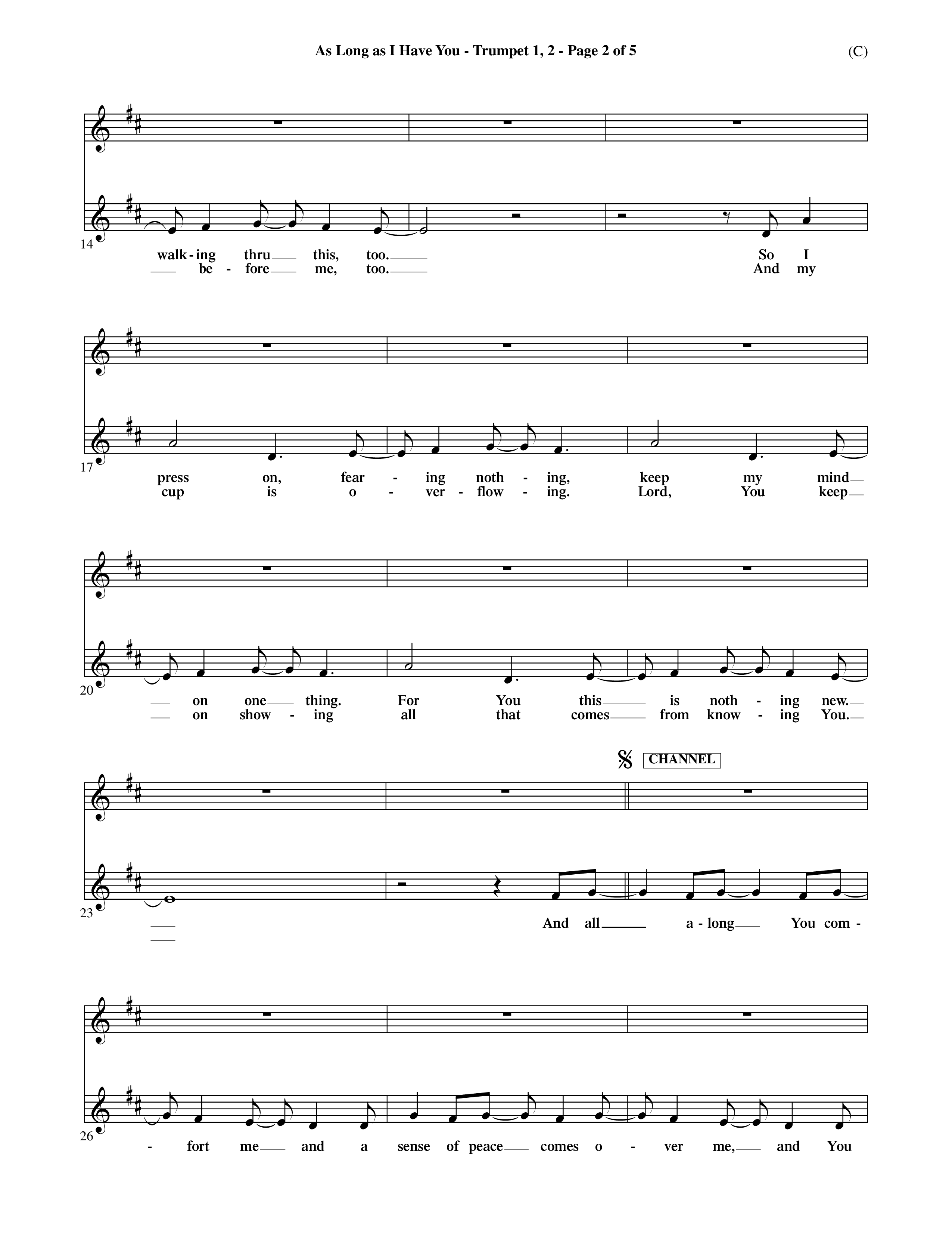 As Long As I Have You (Choral Anthem SATB) Trumpet 1,2 (Word Music Choral / Orch. Dave Williamson)