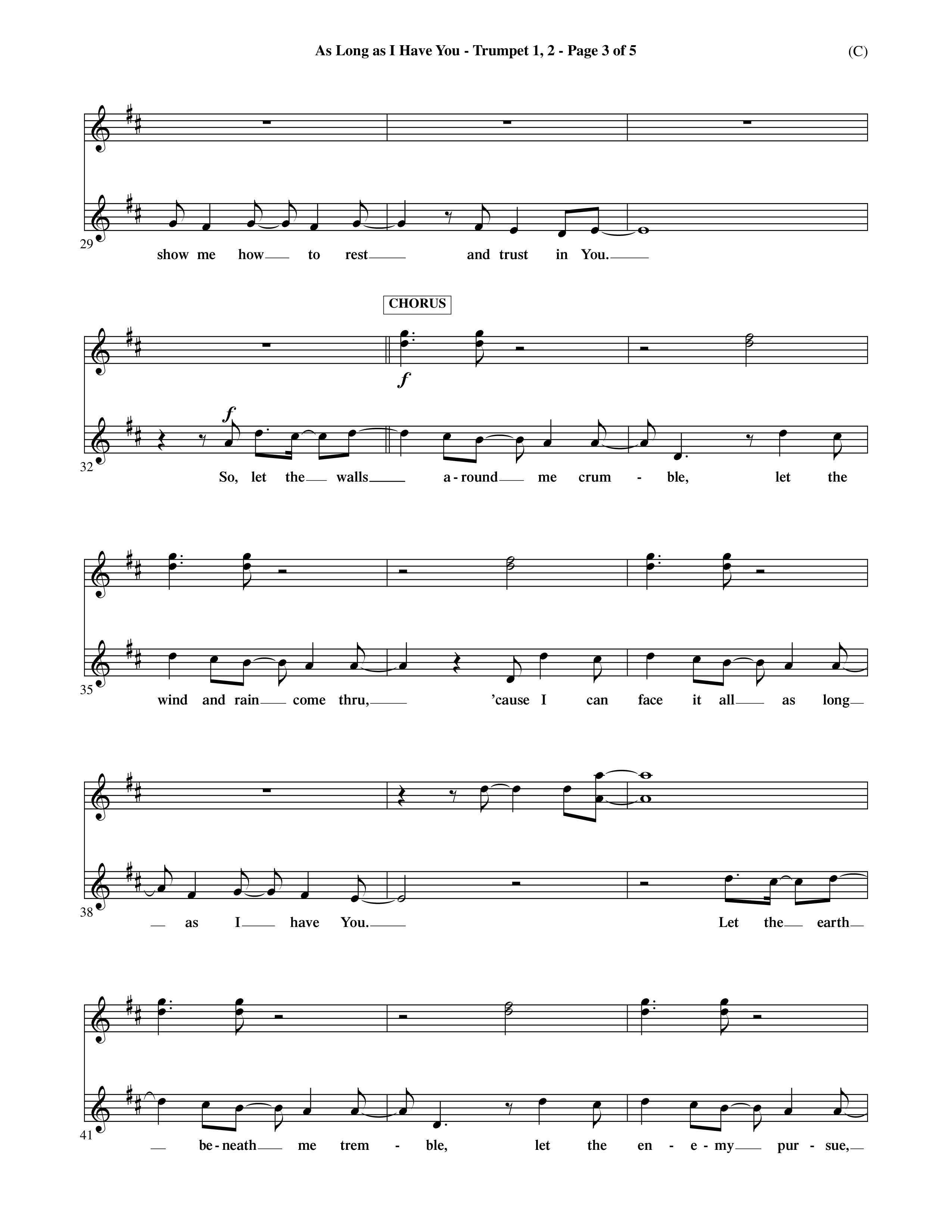 As Long As I Have You (Choral Anthem SATB) Trumpet 1,2 (Word Music Choral / Orch. Dave Williamson)