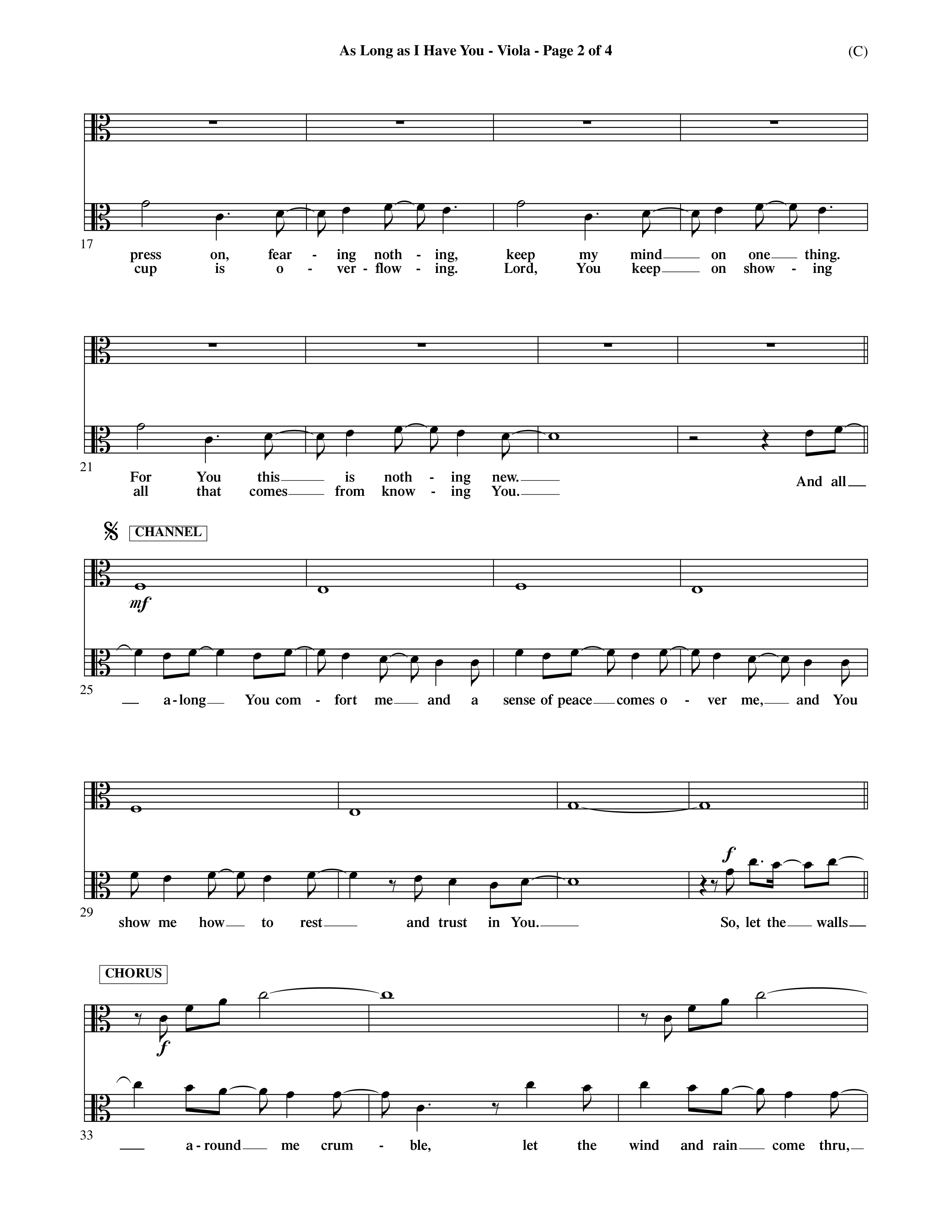 As Long As I Have You (Choral Anthem SATB) Viola (Word Music Choral / Orch. Dave Williamson)