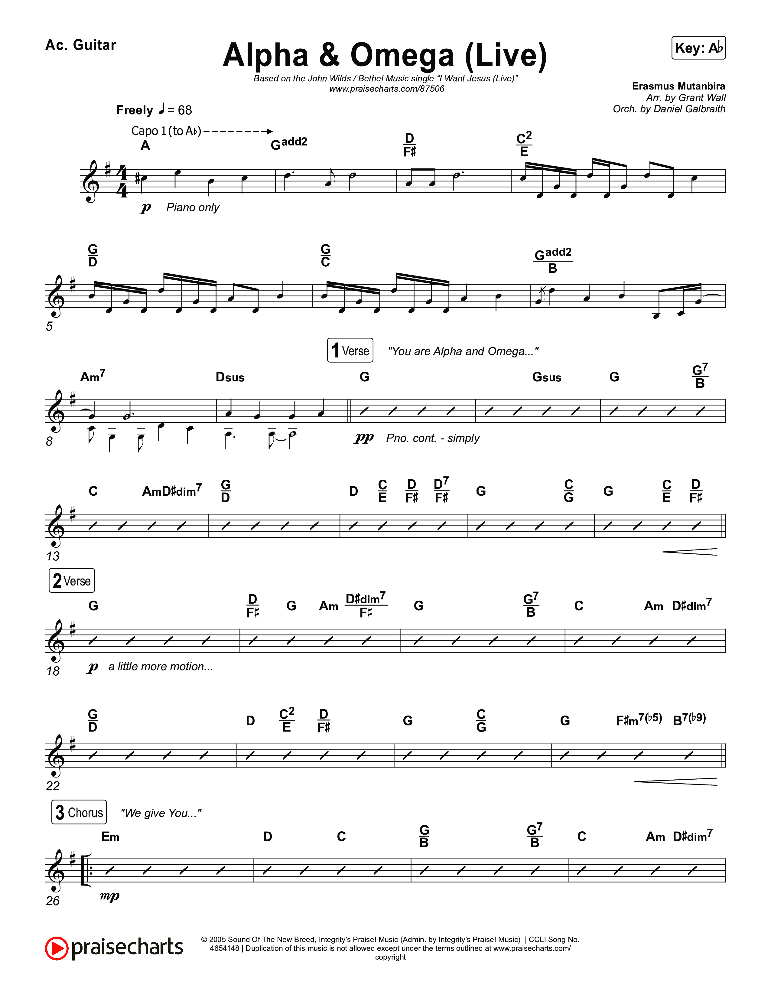 Alpha And Omega (Live) Acoustic Guitar (John Wilds / Bethel Music)