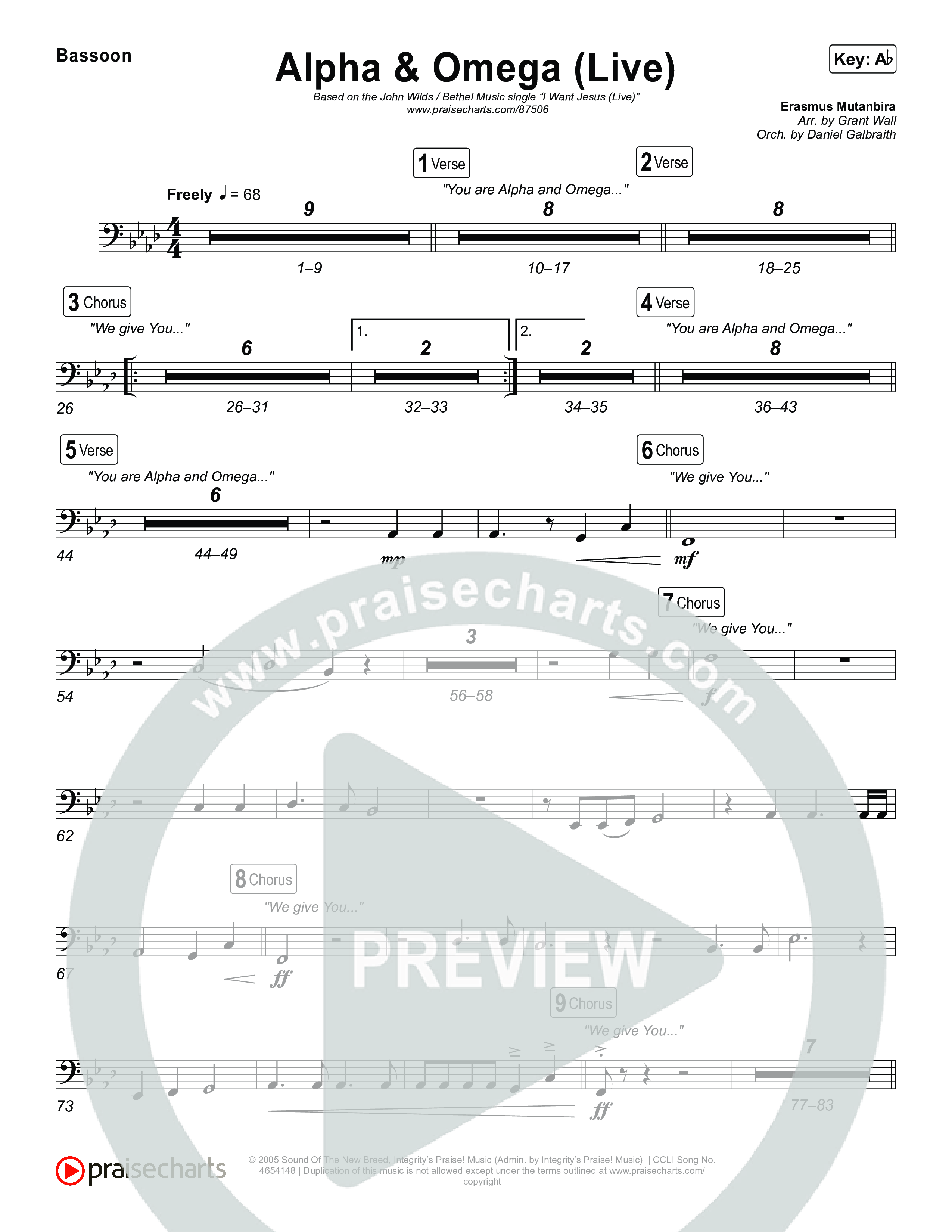 Alpha And Omega (Live) Bassoon (John Wilds / Bethel Music)