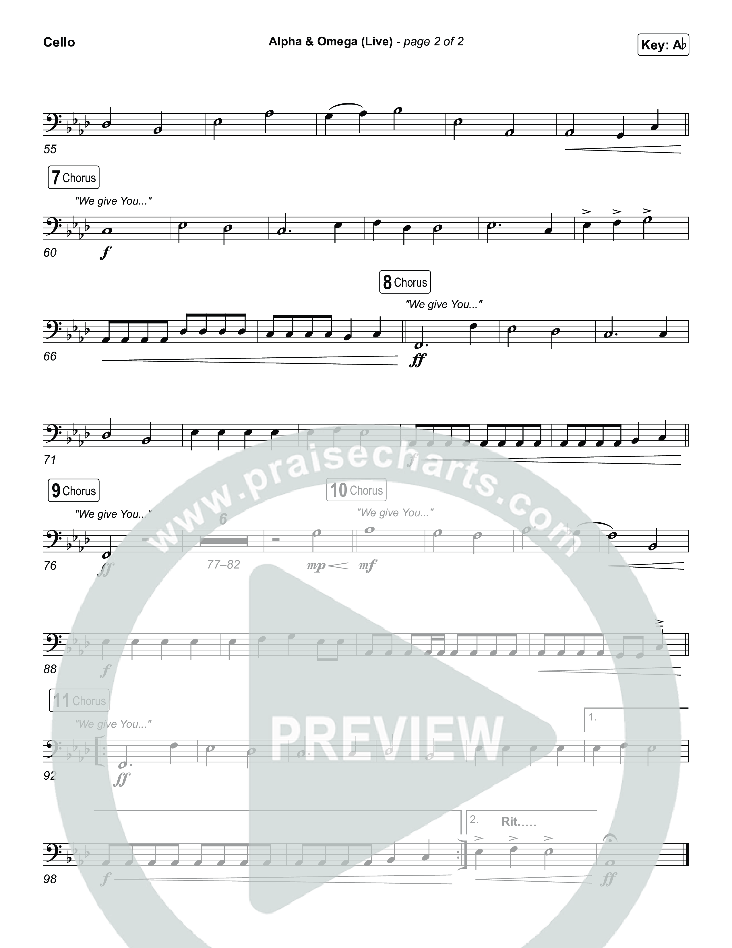 Alpha And Omega (Live) Cello (John Wilds / Bethel Music)