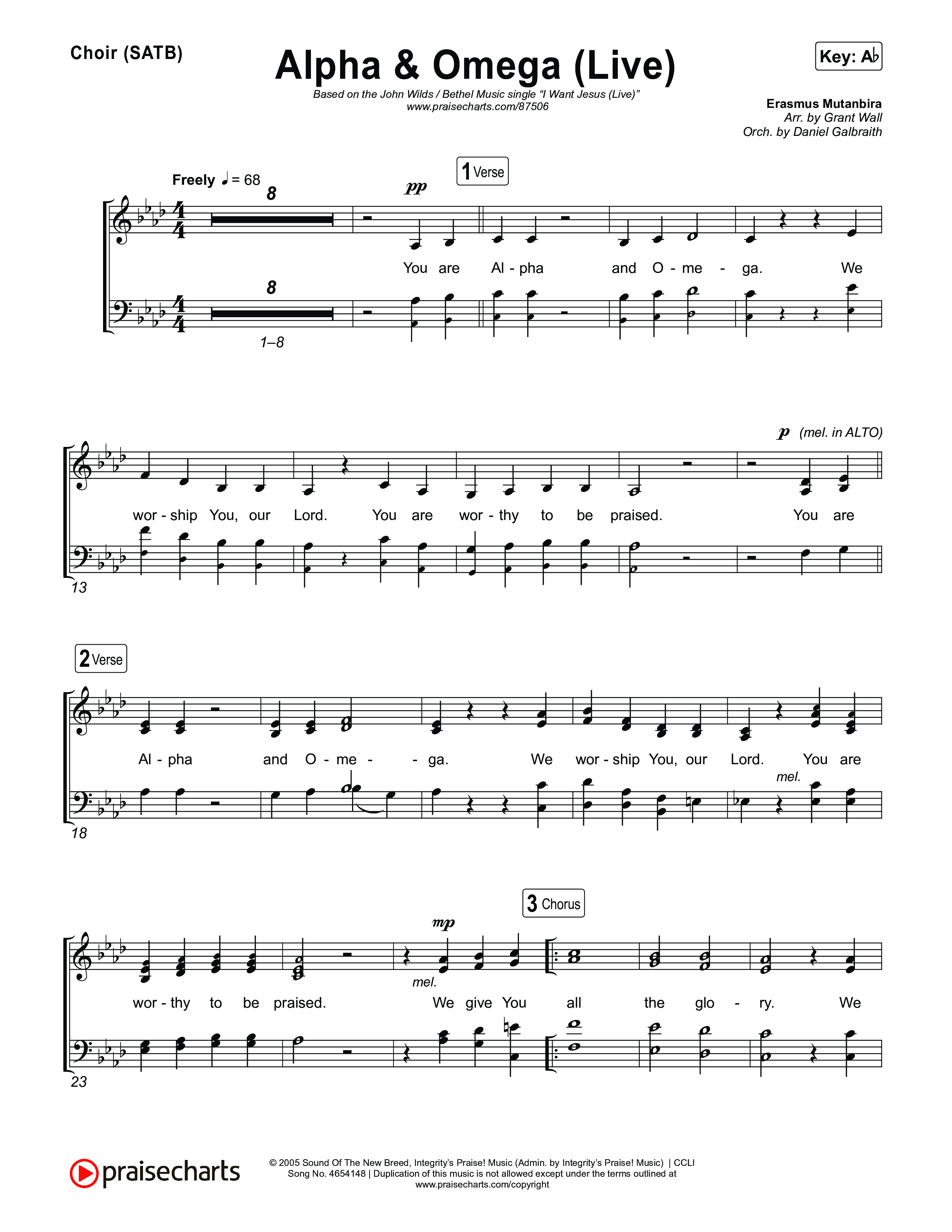 Alpha And Omega (Live) Choir Sheet (SATB) (John Wilds / Bethel Music)