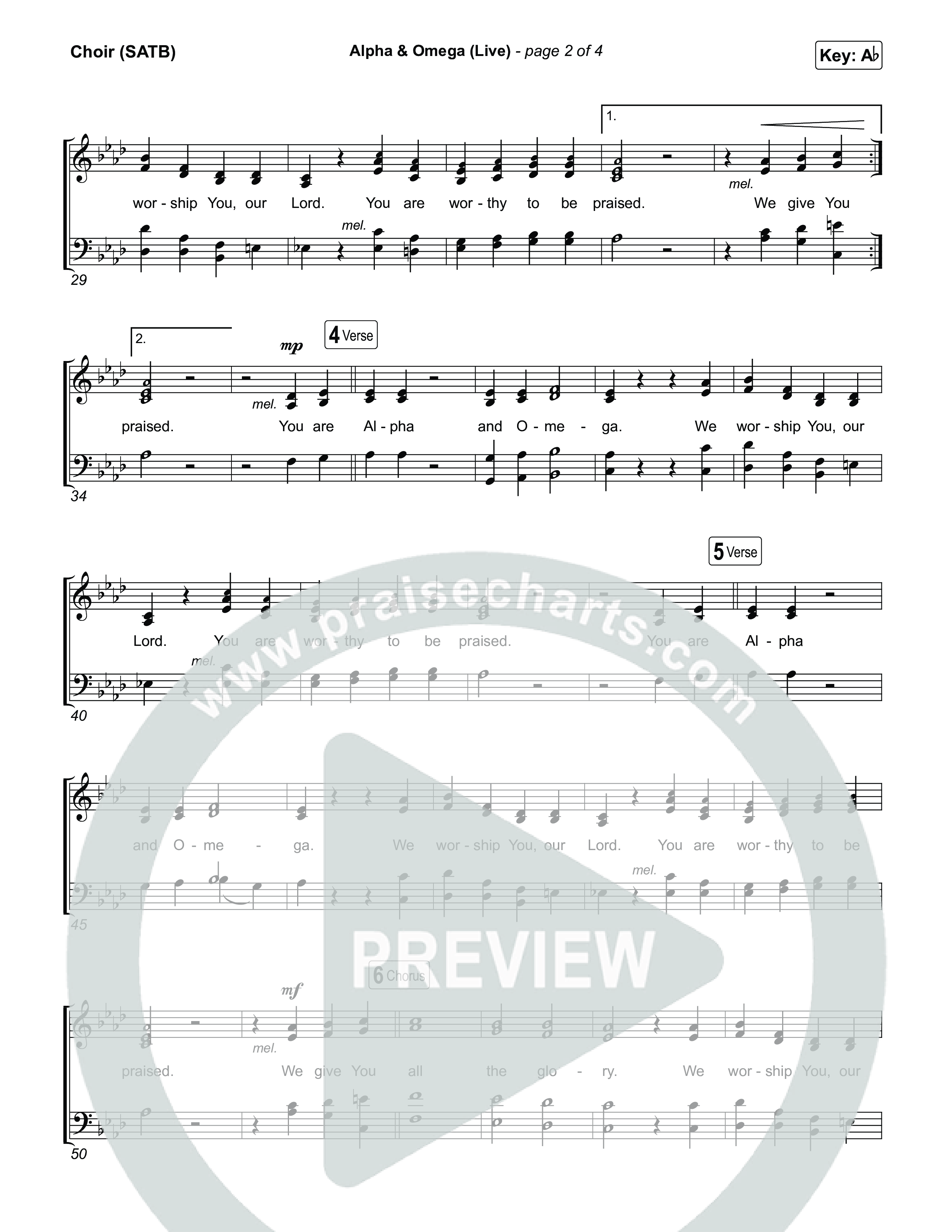 Alpha And Omega (Live) Choir Sheet (SATB) (John Wilds / Bethel Music)