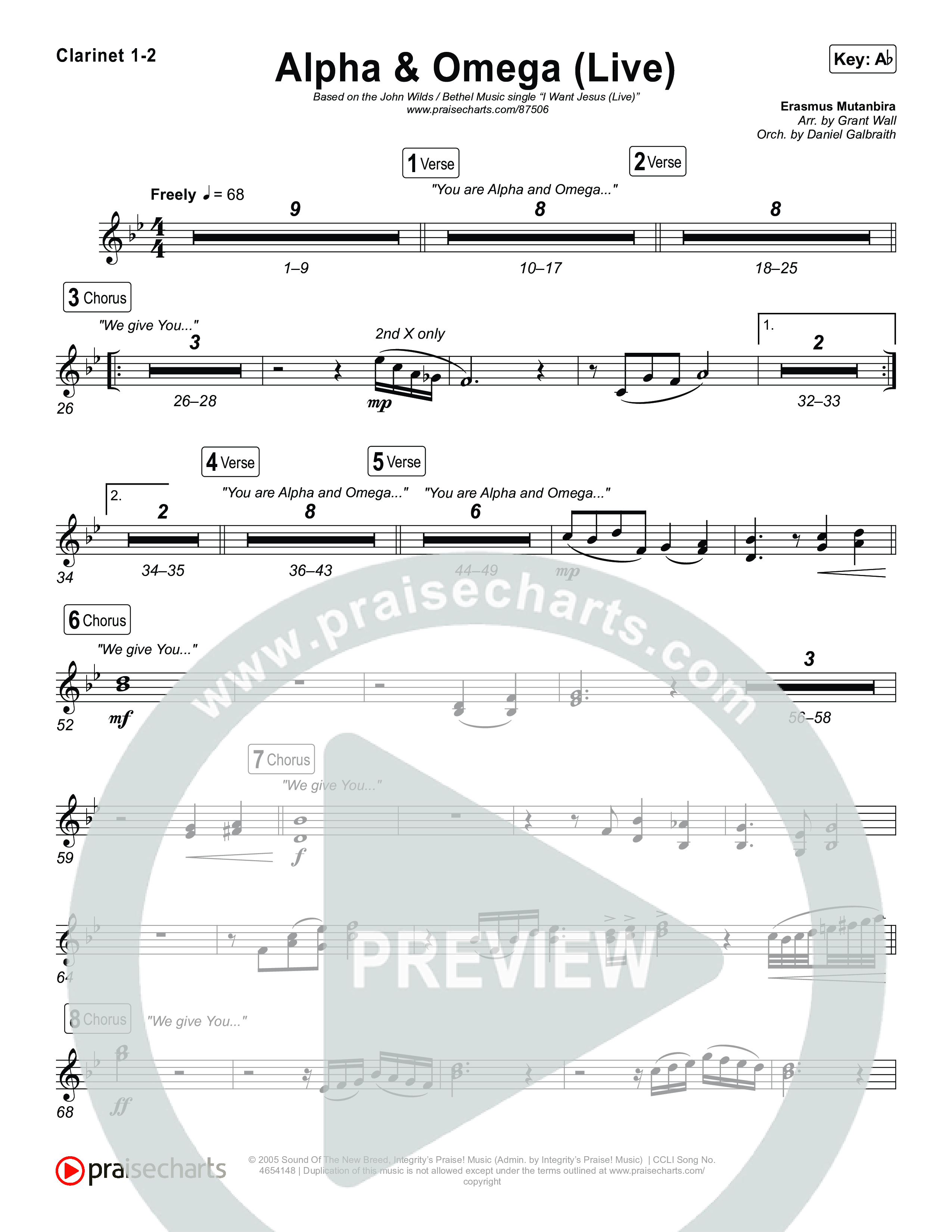 Alpha And Omega (Live) Clarinet 1/2 (John Wilds / Bethel Music)