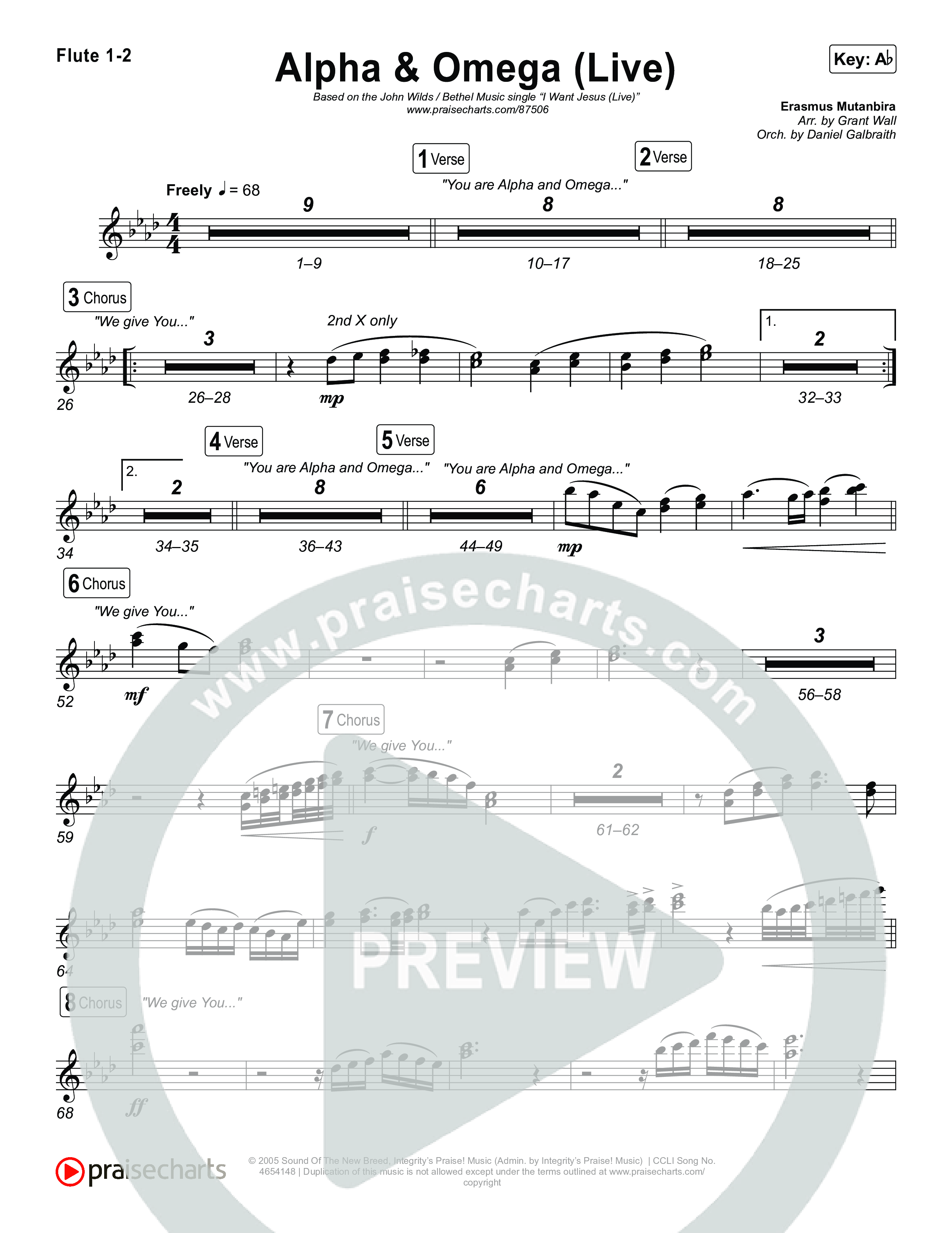 Alpha And Omega (Live) Flute 1,2 (John Wilds / Bethel Music)