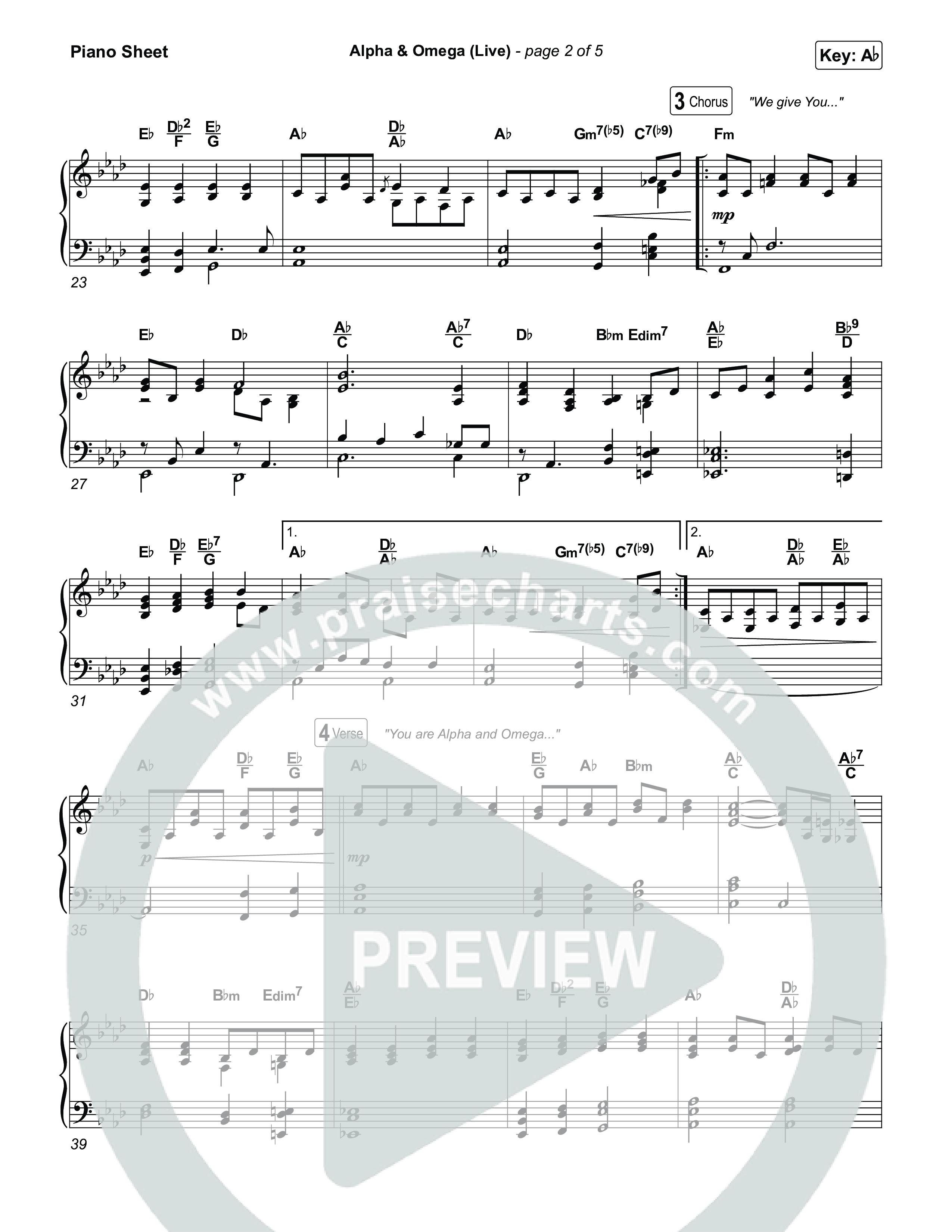 Alpha And Omega (Live) Piano Sheet (John Wilds / Bethel Music)