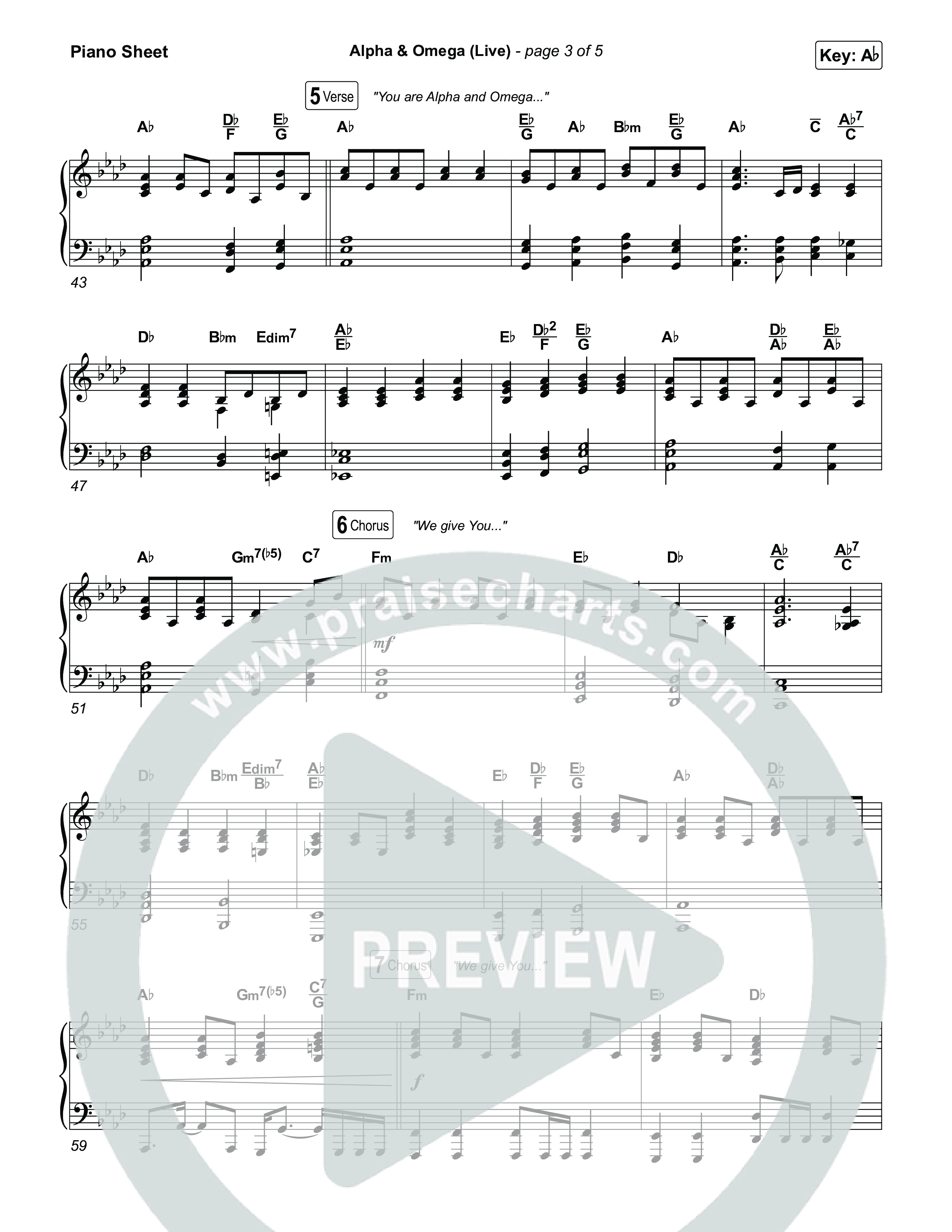 Alpha And Omega (Live) Piano Sheet (John Wilds / Bethel Music)