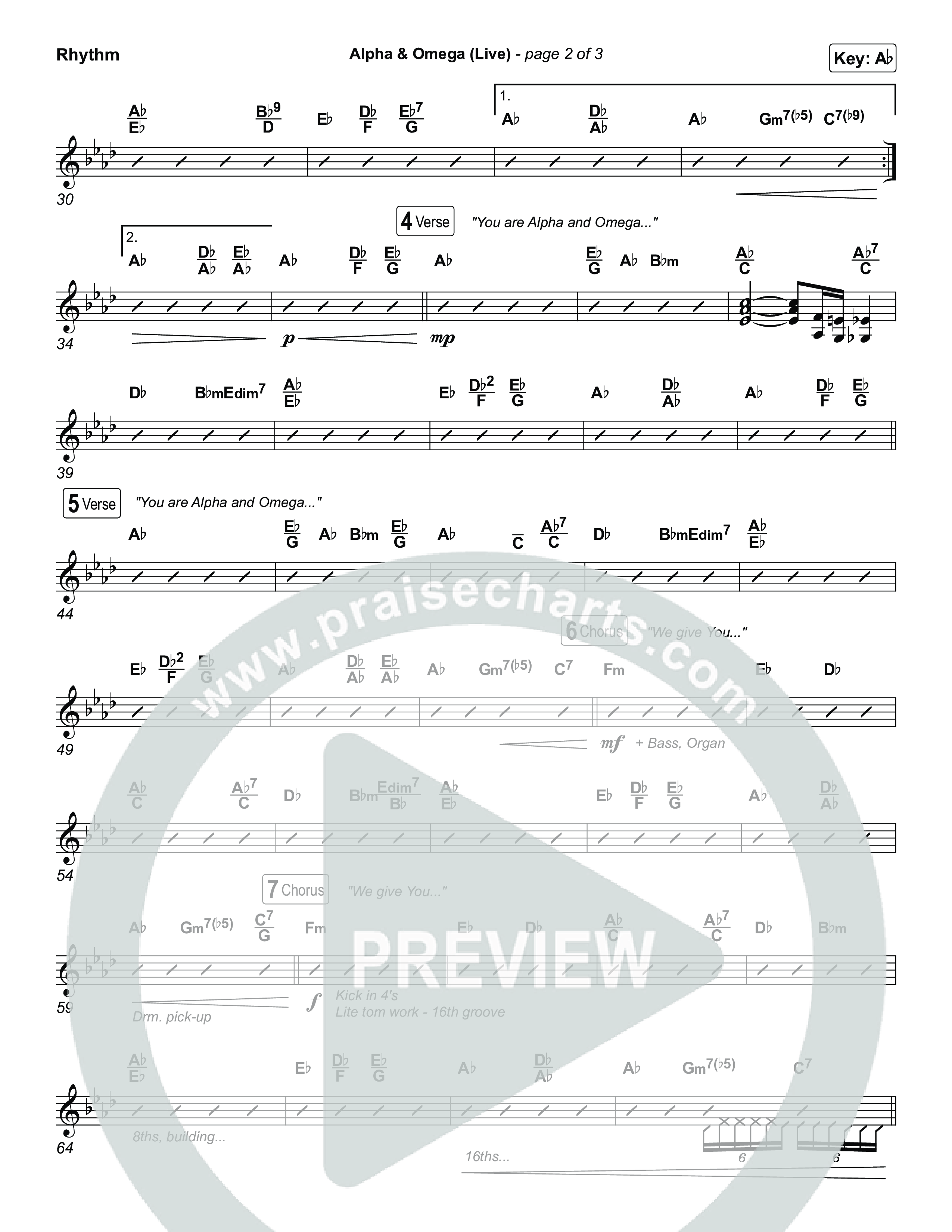 Alpha And Omega (Live) Rhythm Chart (John Wilds / Bethel Music)