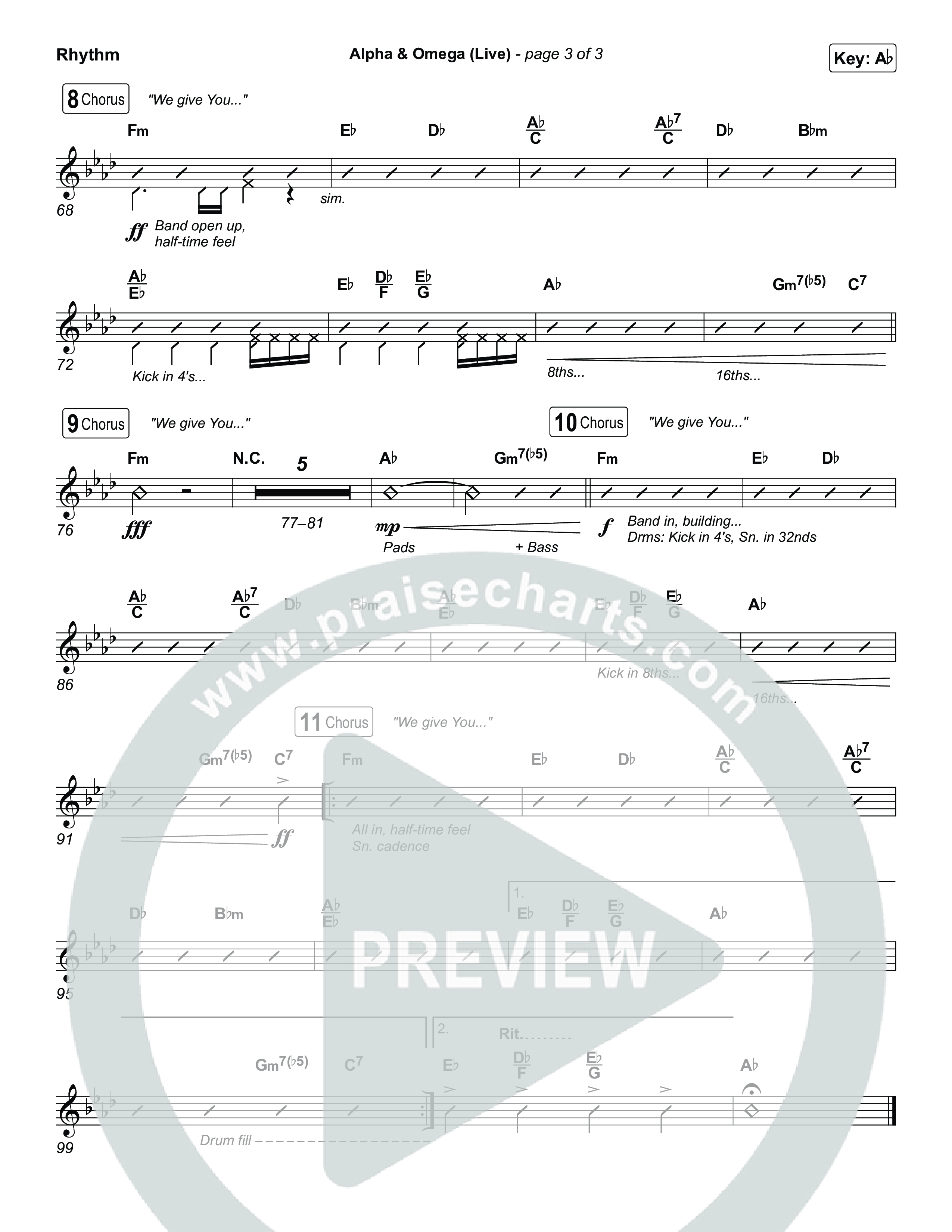 Alpha And Omega (Live) Rhythm Chart (John Wilds / Bethel Music)