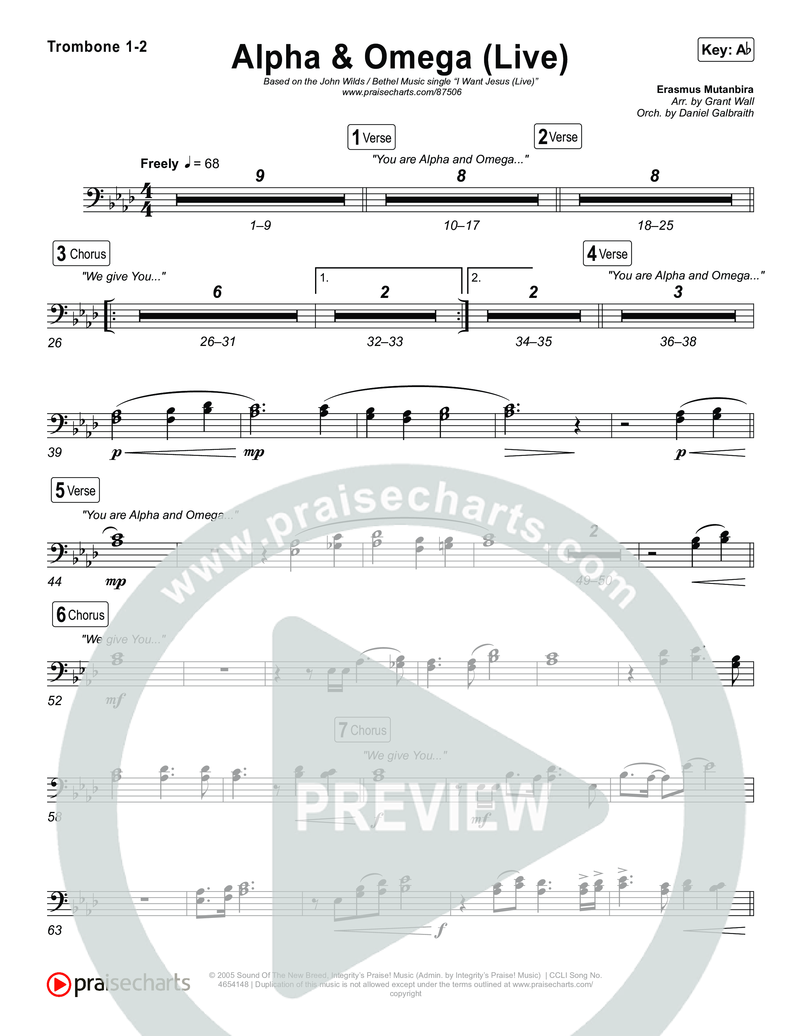 Alpha And Omega (Live) Trombone 1,2 (John Wilds / Bethel Music)