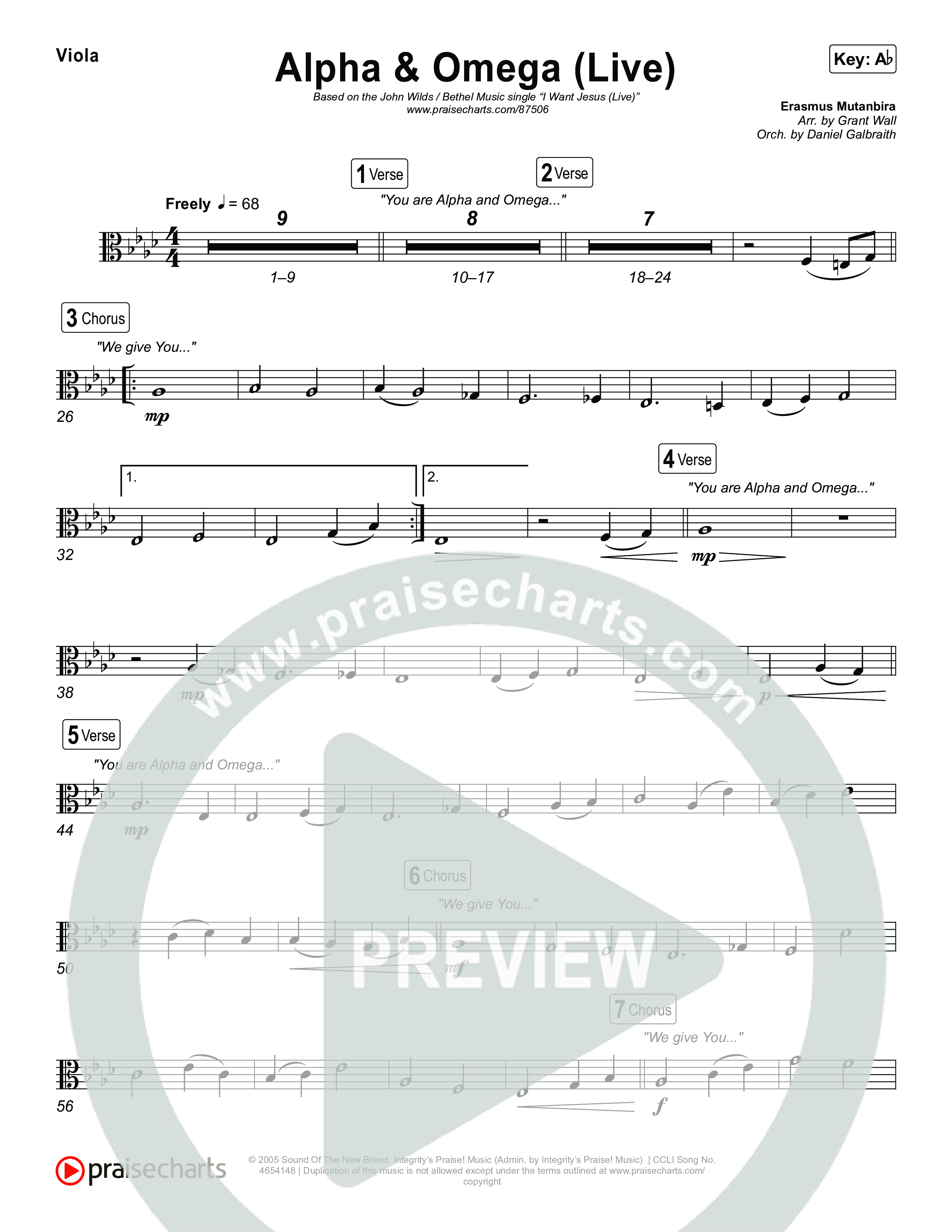 Alpha And Omega (Live) Viola (John Wilds / Bethel Music)