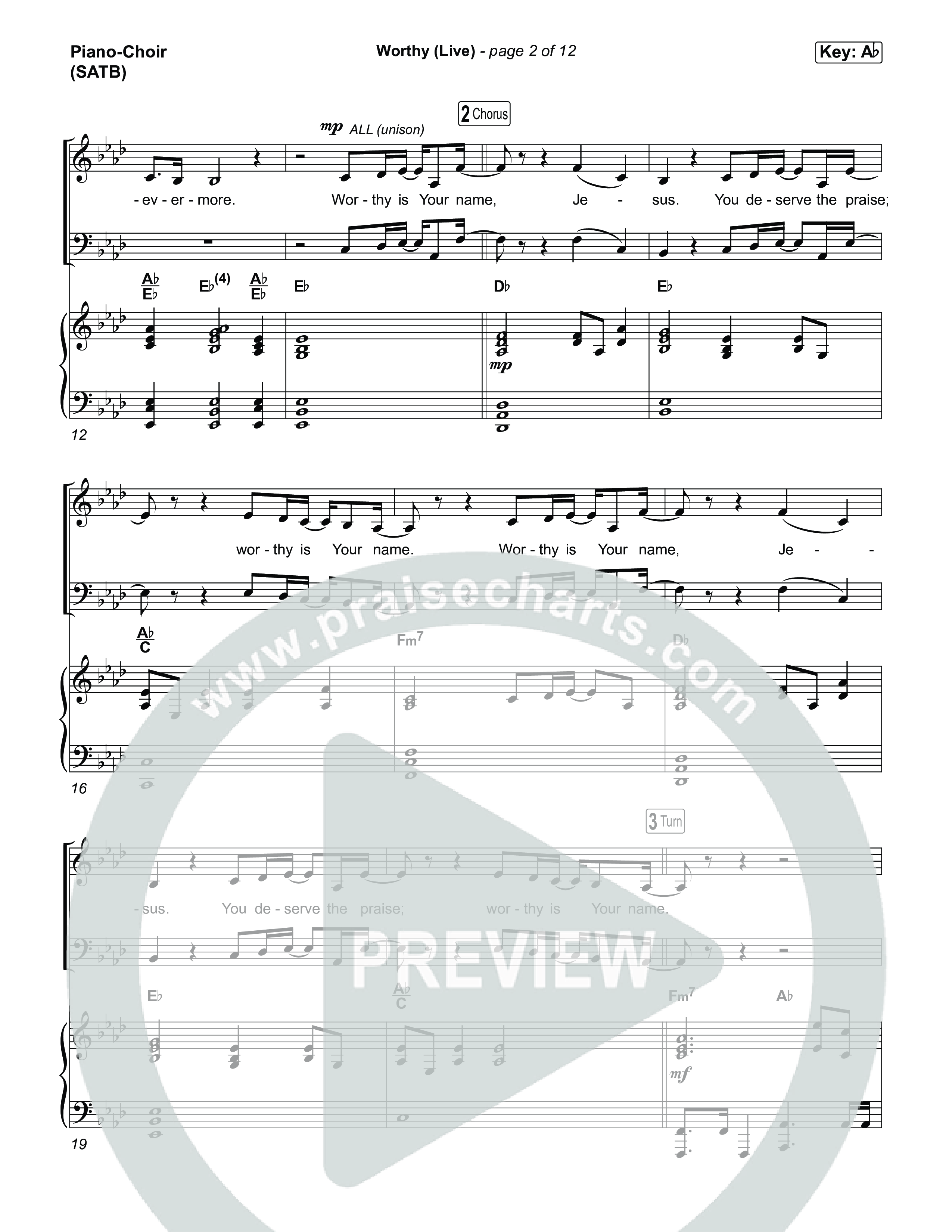 Worthy (Live) Piano/Vocal Pack (John Wilds / Bethel Music)