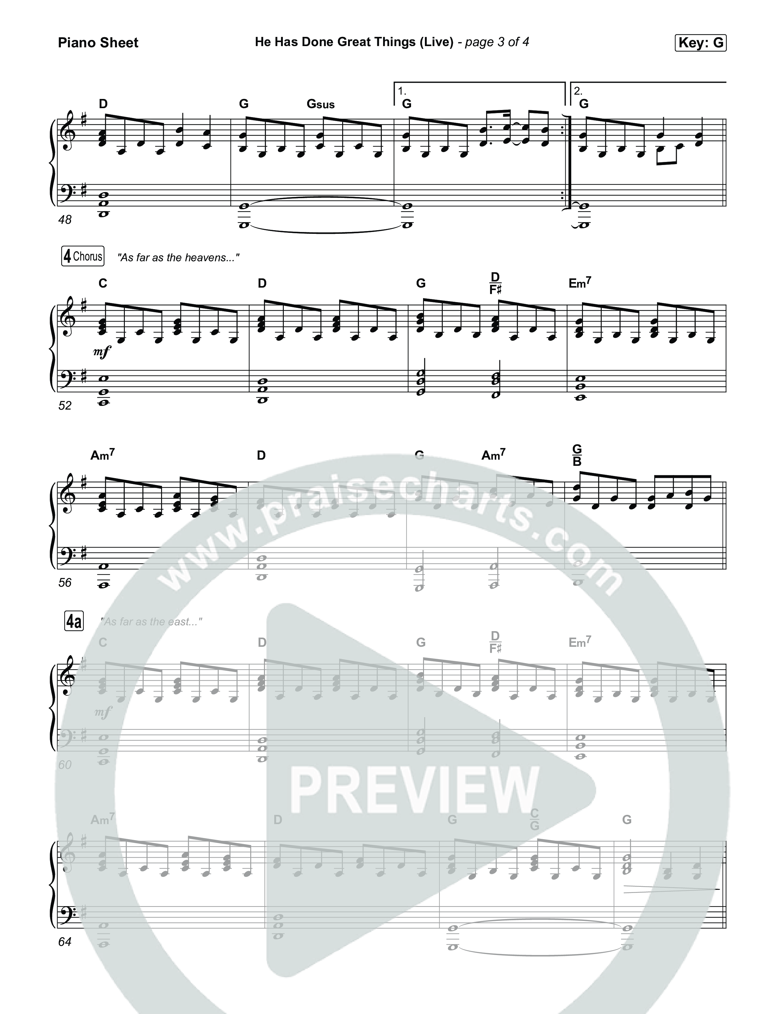 He Has Done Great Things (Live) Piano Sheet (John Wilds / Bethel Music)