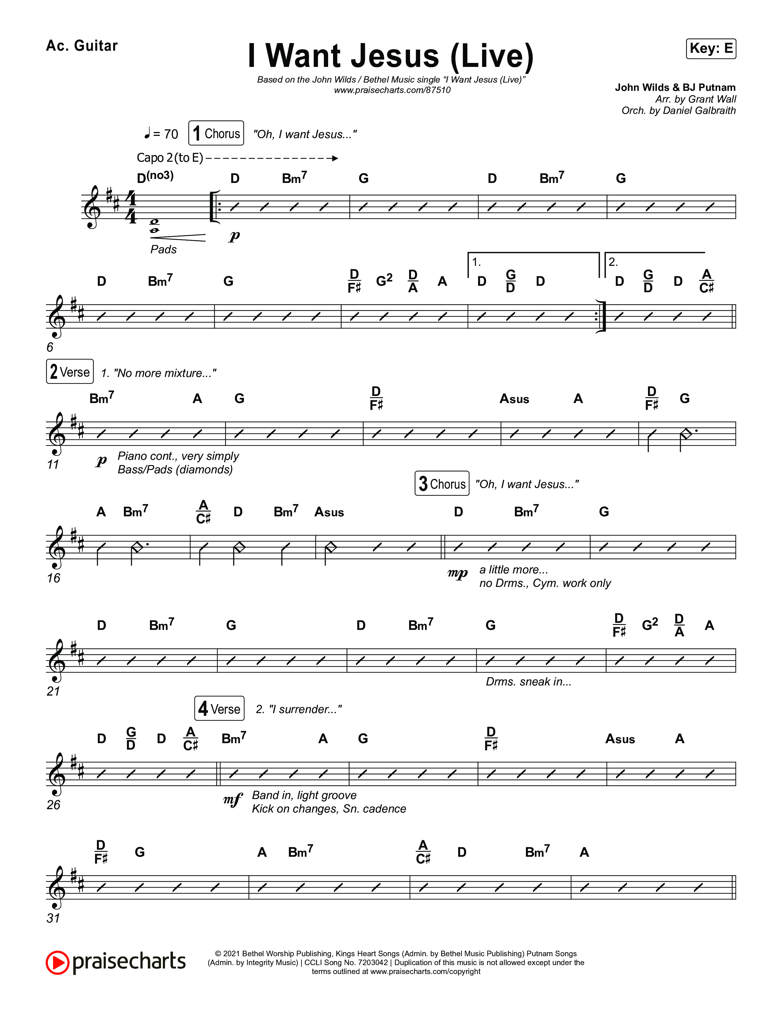 I Want Jesus (Live) Acoustic Guitar (John Wilds / Bethel Music)