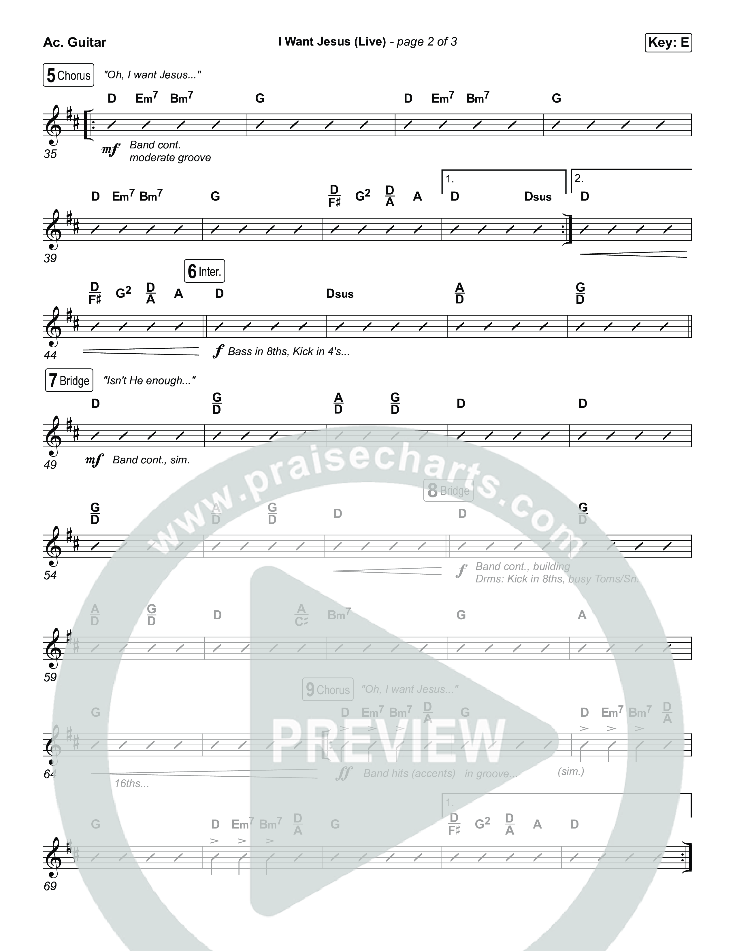 I Want Jesus (Live) Acoustic Guitar (John Wilds / Bethel Music)