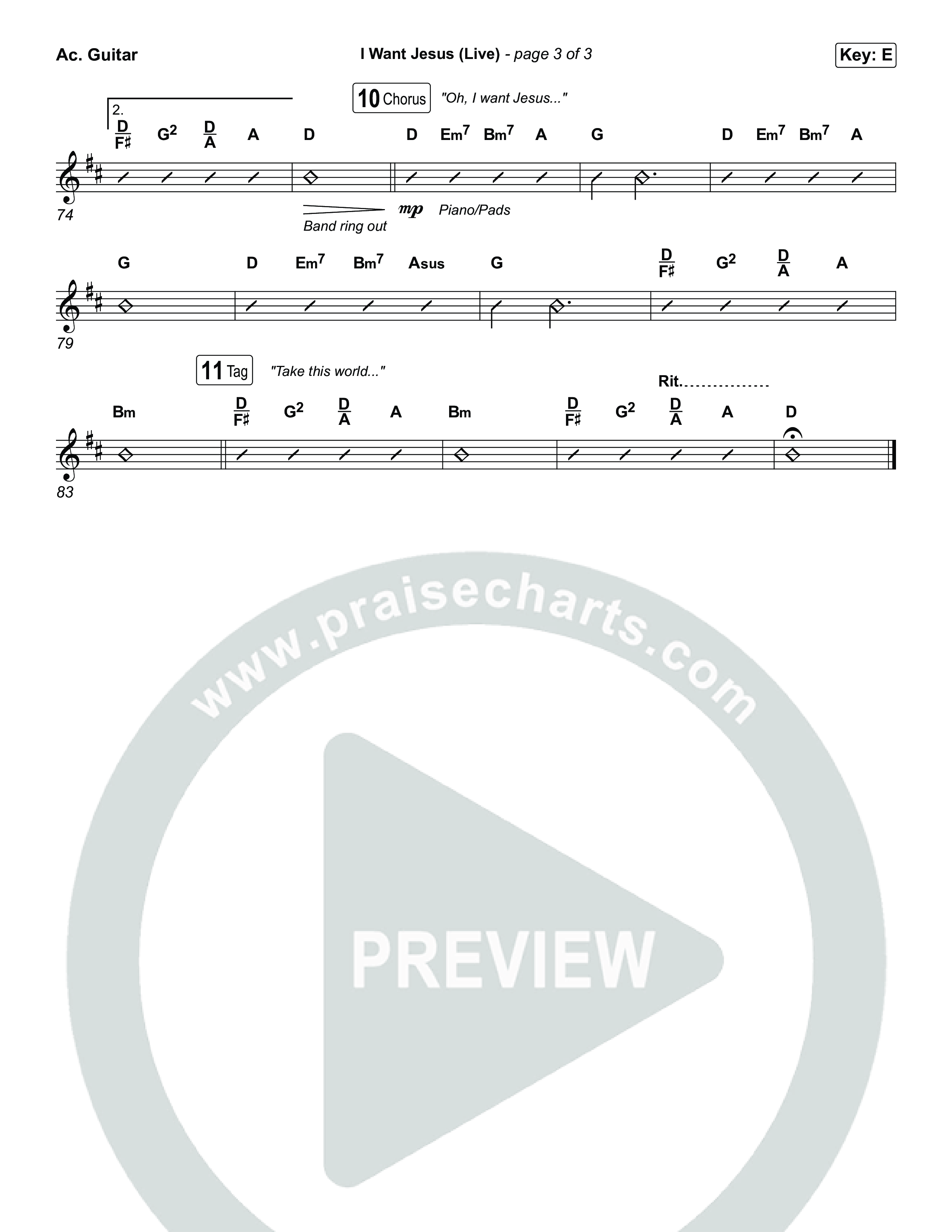 I Want Jesus (Live) Acoustic Guitar (John Wilds / Bethel Music)