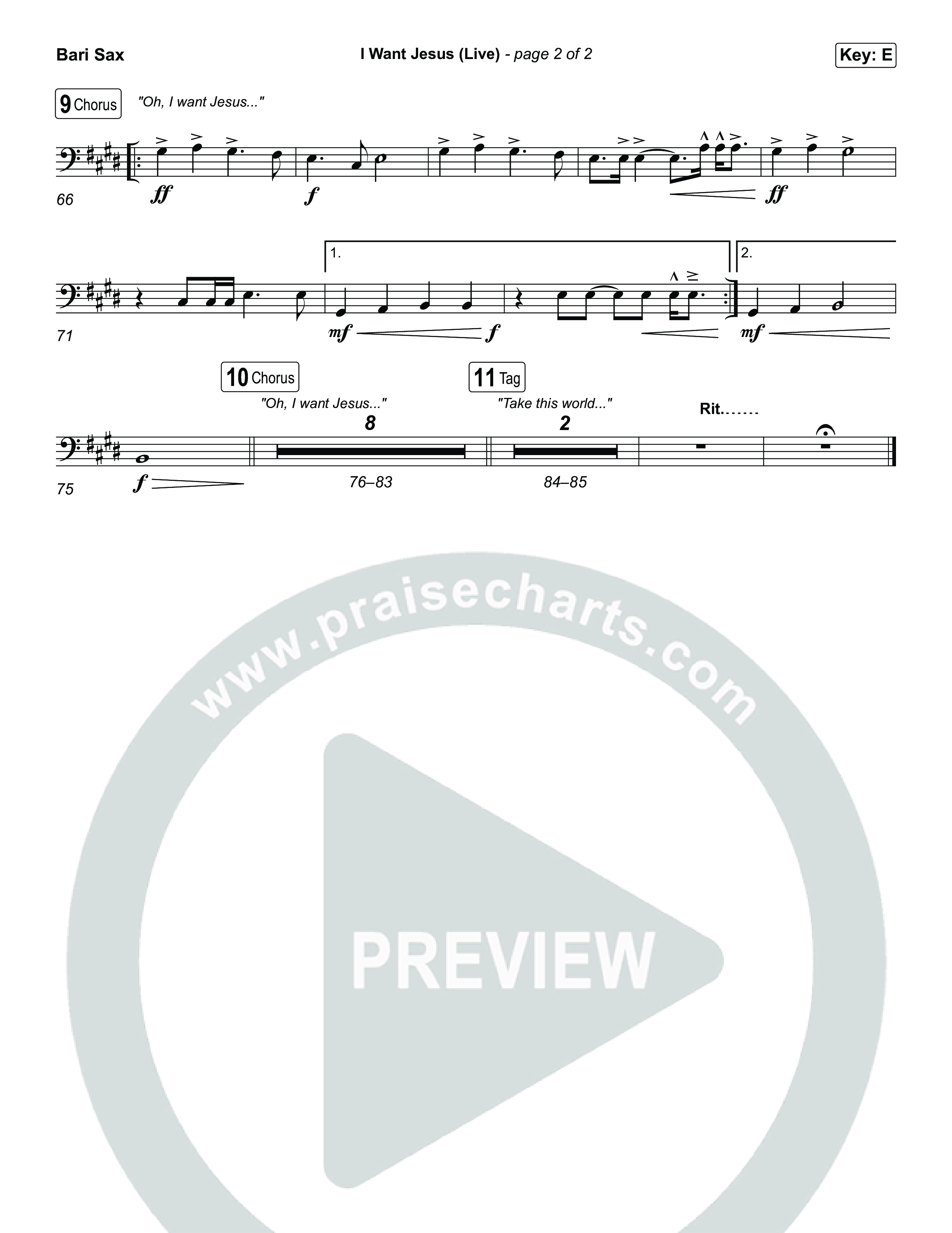 I Want Jesus (Live) Bari Sax (John Wilds / Bethel Music)