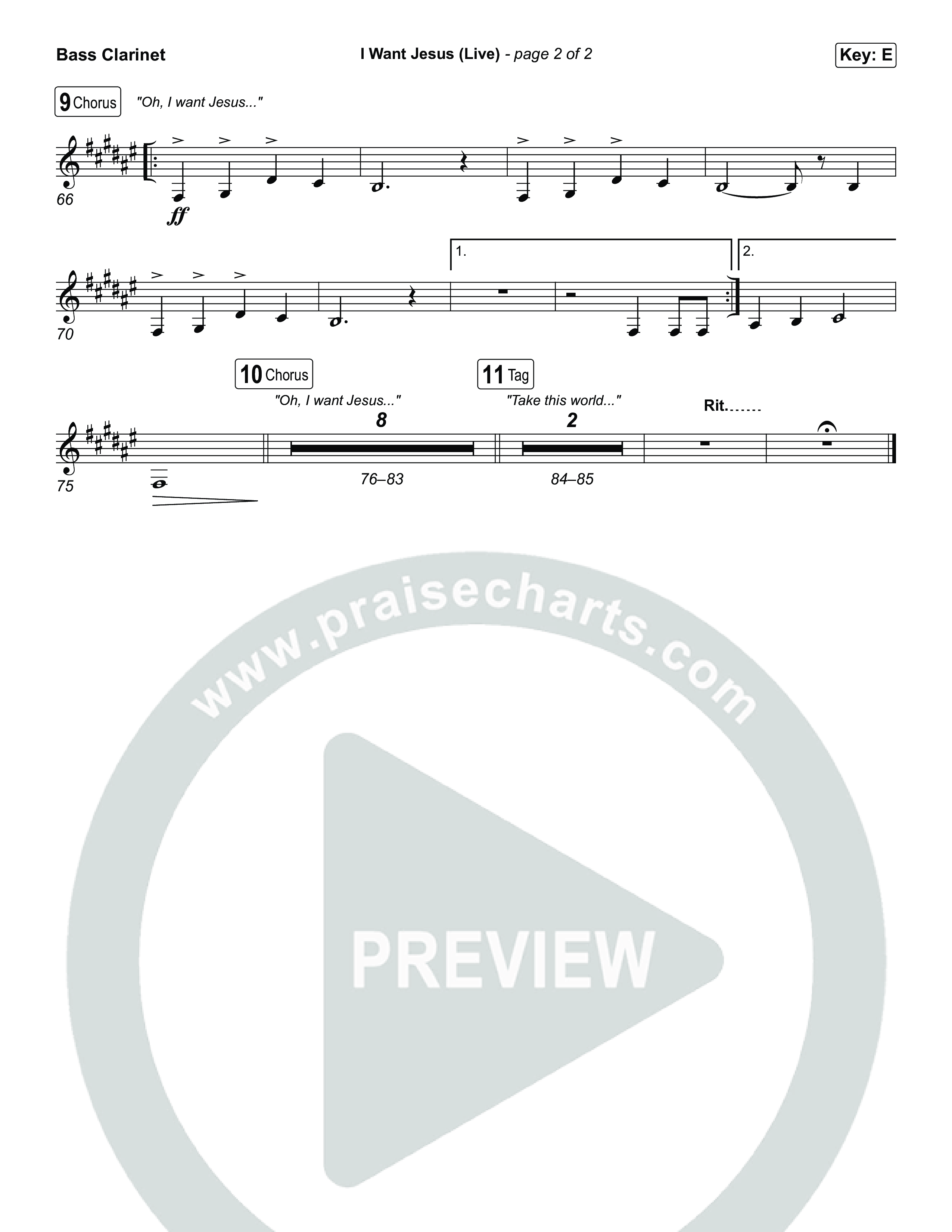 I Want Jesus (Live) Bass Clarinet (John Wilds / Bethel Music)