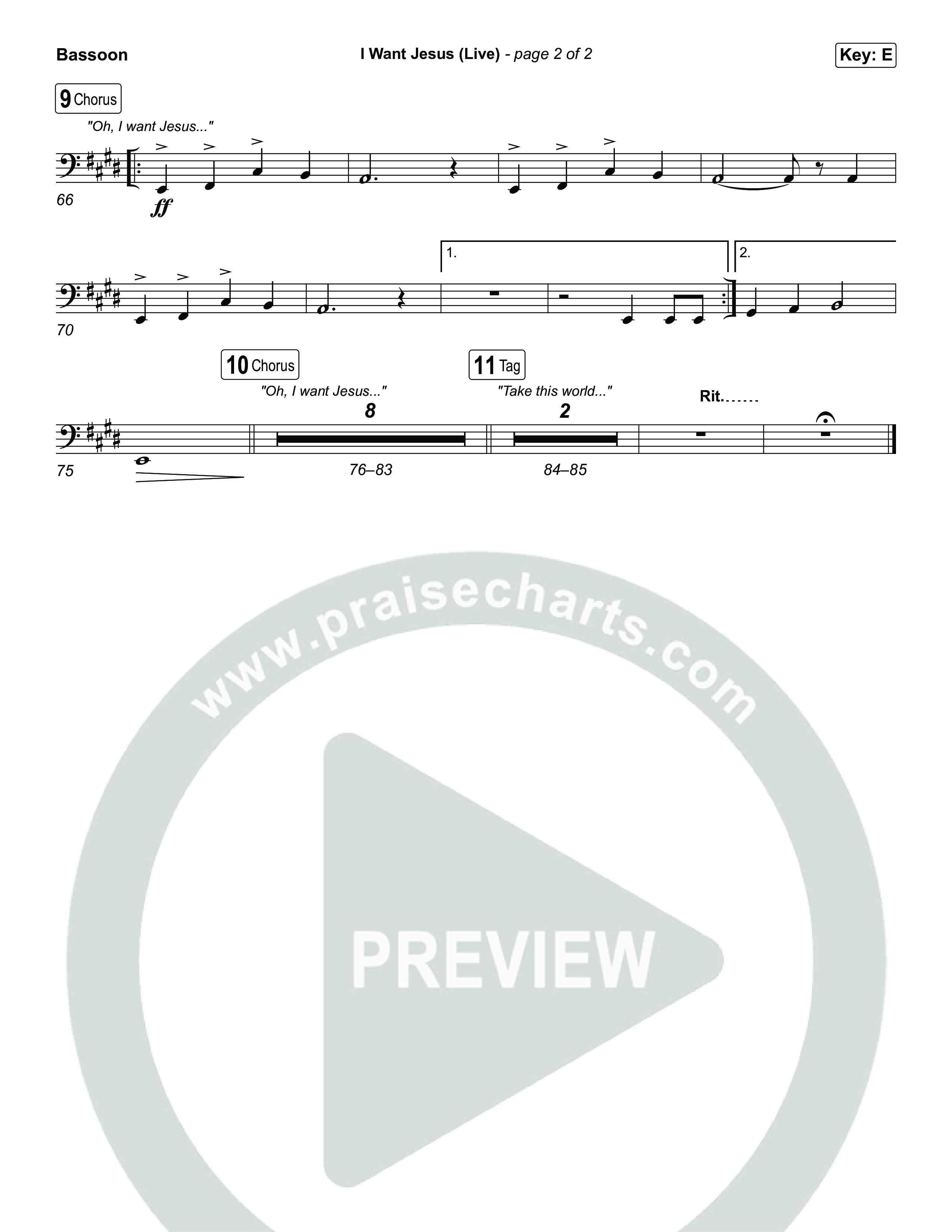 I Want Jesus (Live) Bassoon (John Wilds / Bethel Music)