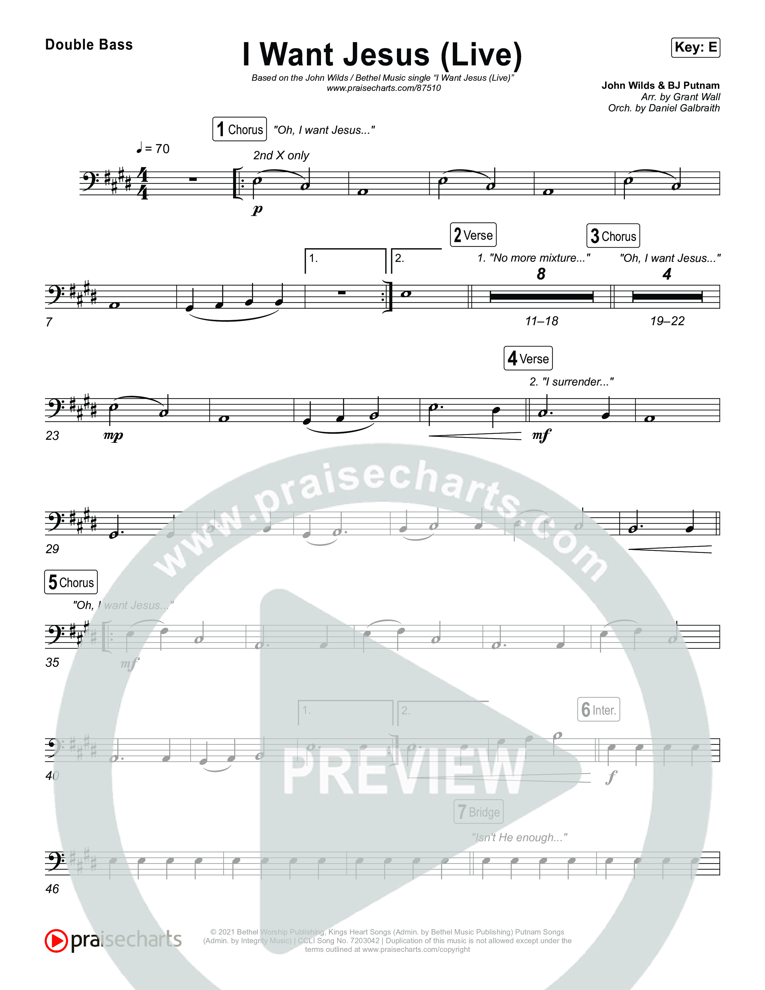 I Want Jesus (Live) String Bass (John Wilds / Bethel Music)