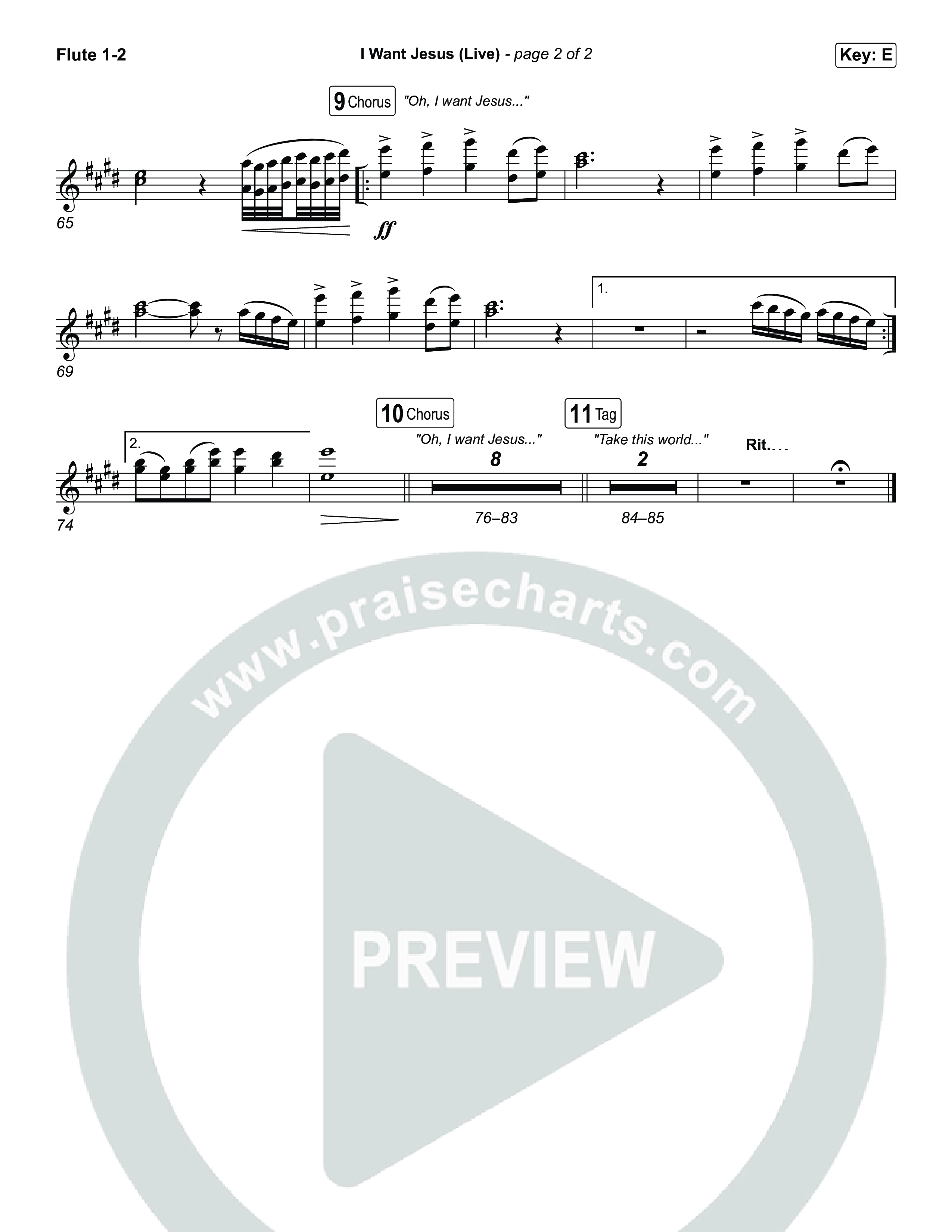 I Want Jesus (Live) Flute 1,2 (John Wilds / Bethel Music)