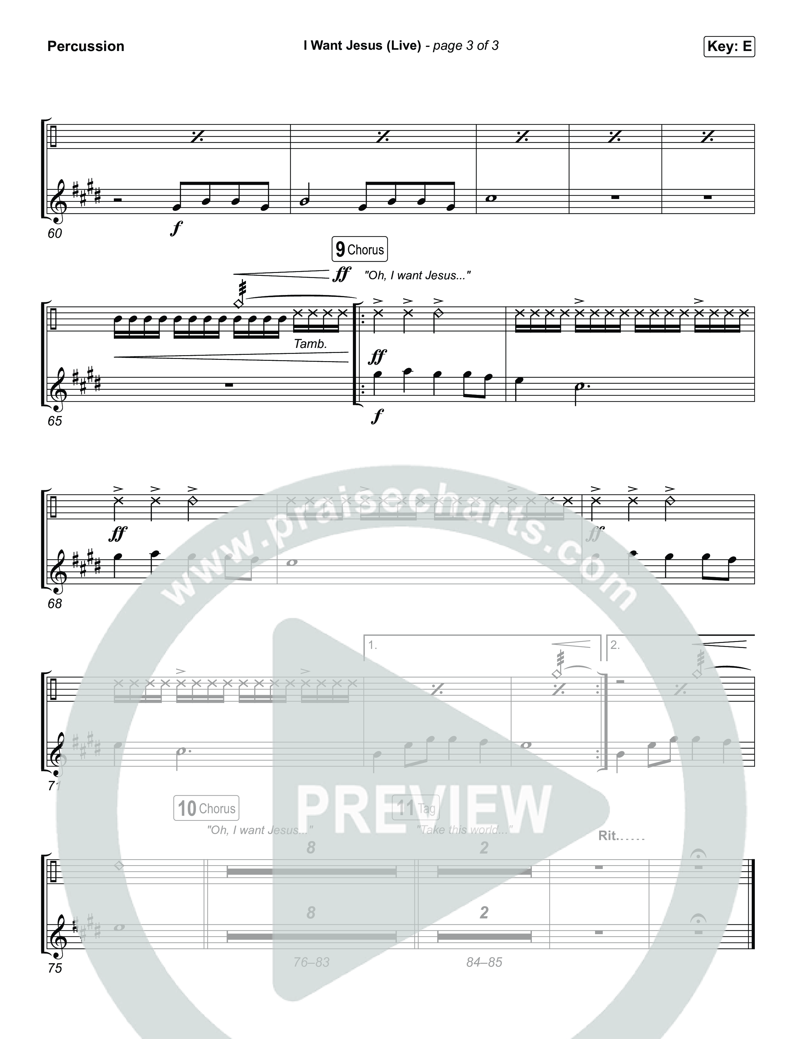 I Want Jesus (Live) Percussion (John Wilds / Bethel Music)