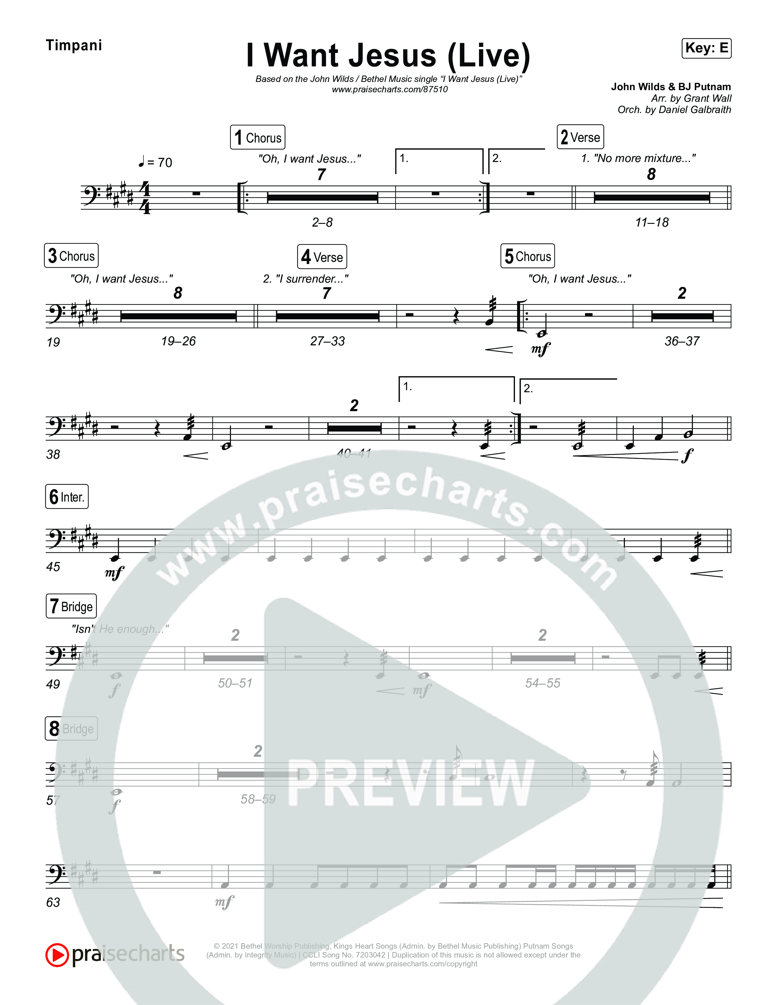 I Want Jesus (Live) Timpani (John Wilds / Bethel Music)