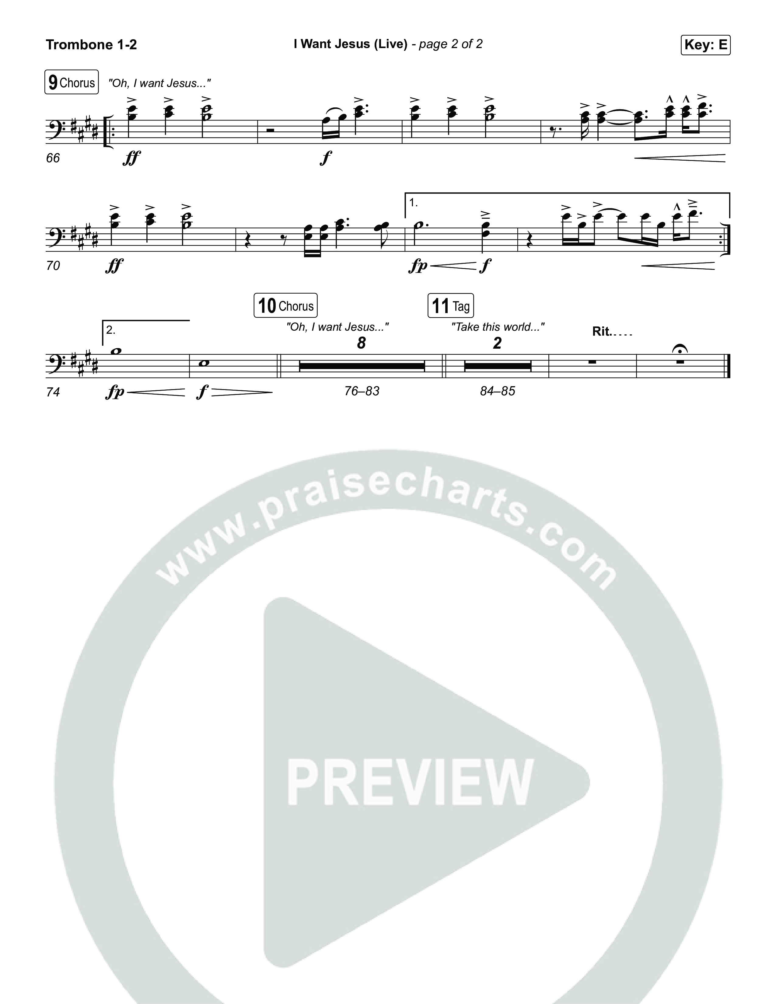 I Want Jesus (Live) Trombone 1/2 (John Wilds / Bethel Music)