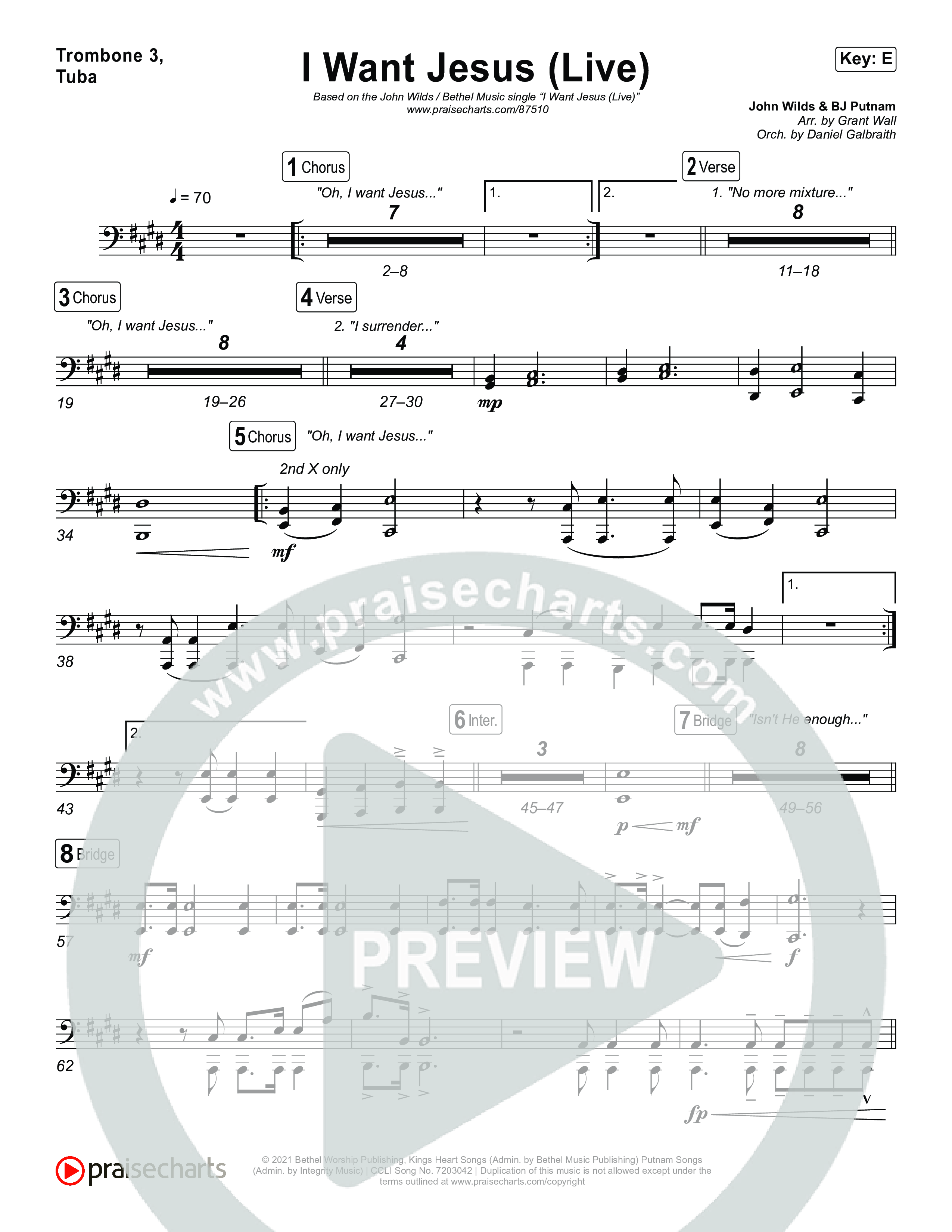 I Want Jesus (Live) Trombone 1,2 (John Wilds / Bethel Music)