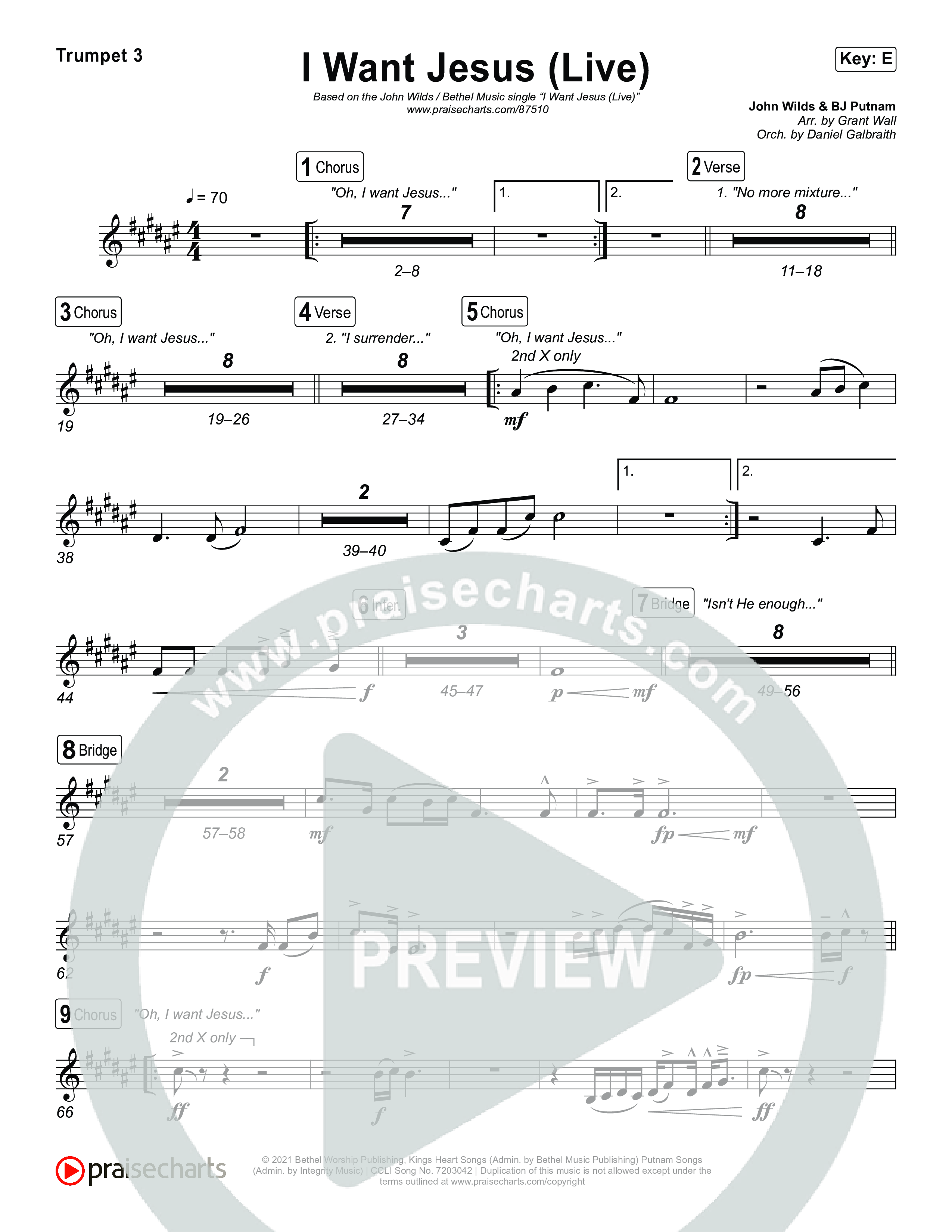 I Want Jesus (Live) Trumpet 3 (John Wilds / Bethel Music)