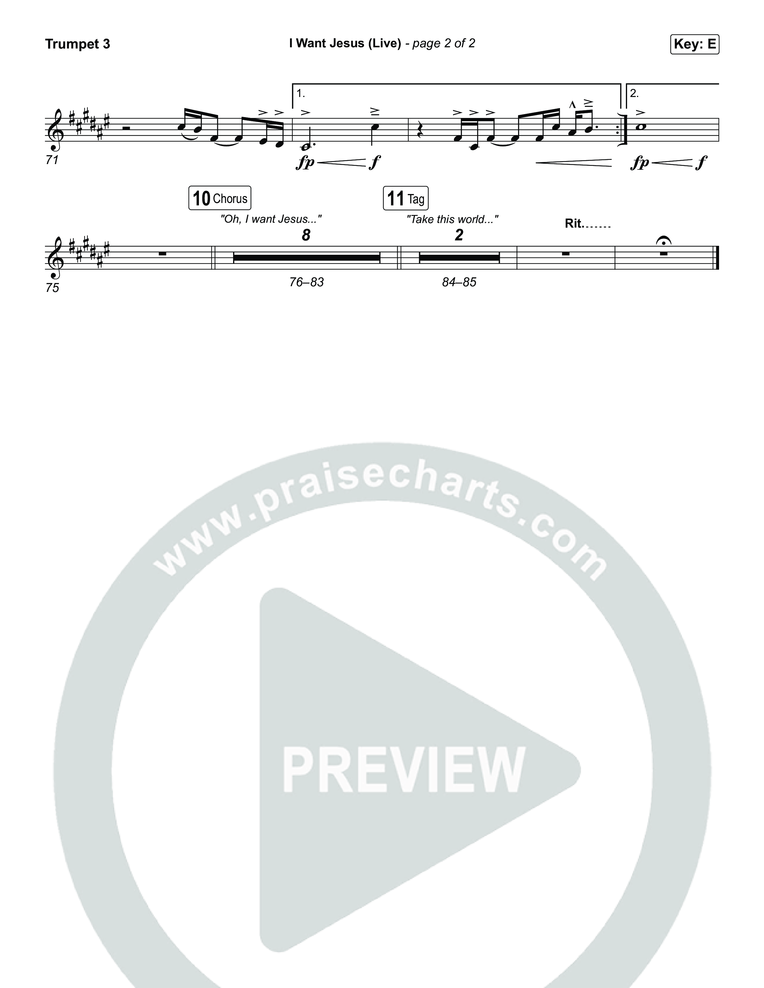 I Want Jesus (Live) Trumpet 3 (John Wilds / Bethel Music)